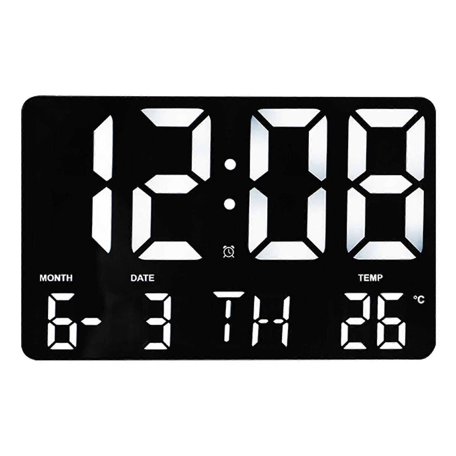 10" Digital LED Wall Clock Wall Mountable Remote Control Temp for Bedroom