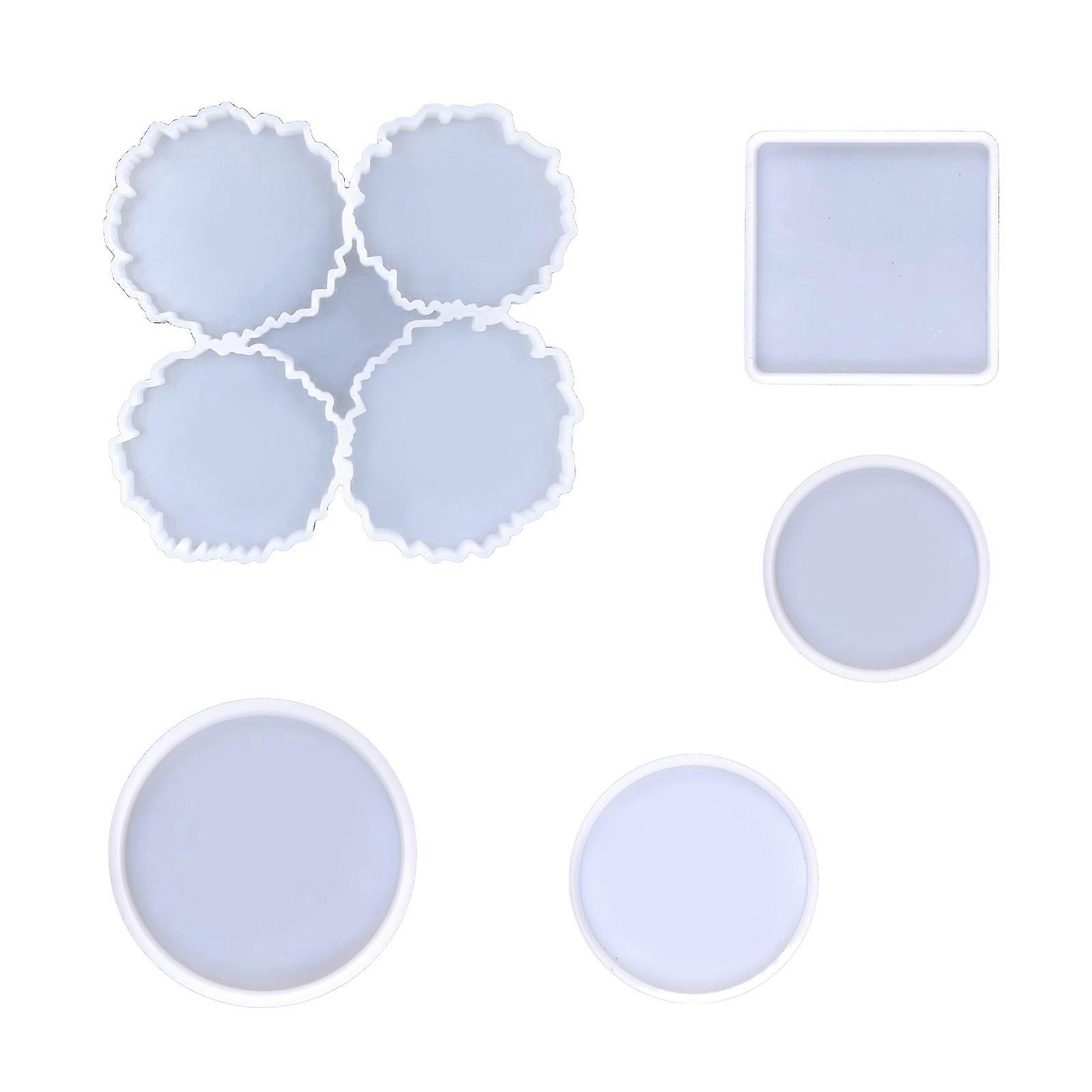 Silicone Coaster Mould for Resin Square and Round Coaster Molds Set,Epoxy Resin Molds for Resin Casting,Crystal Coasters