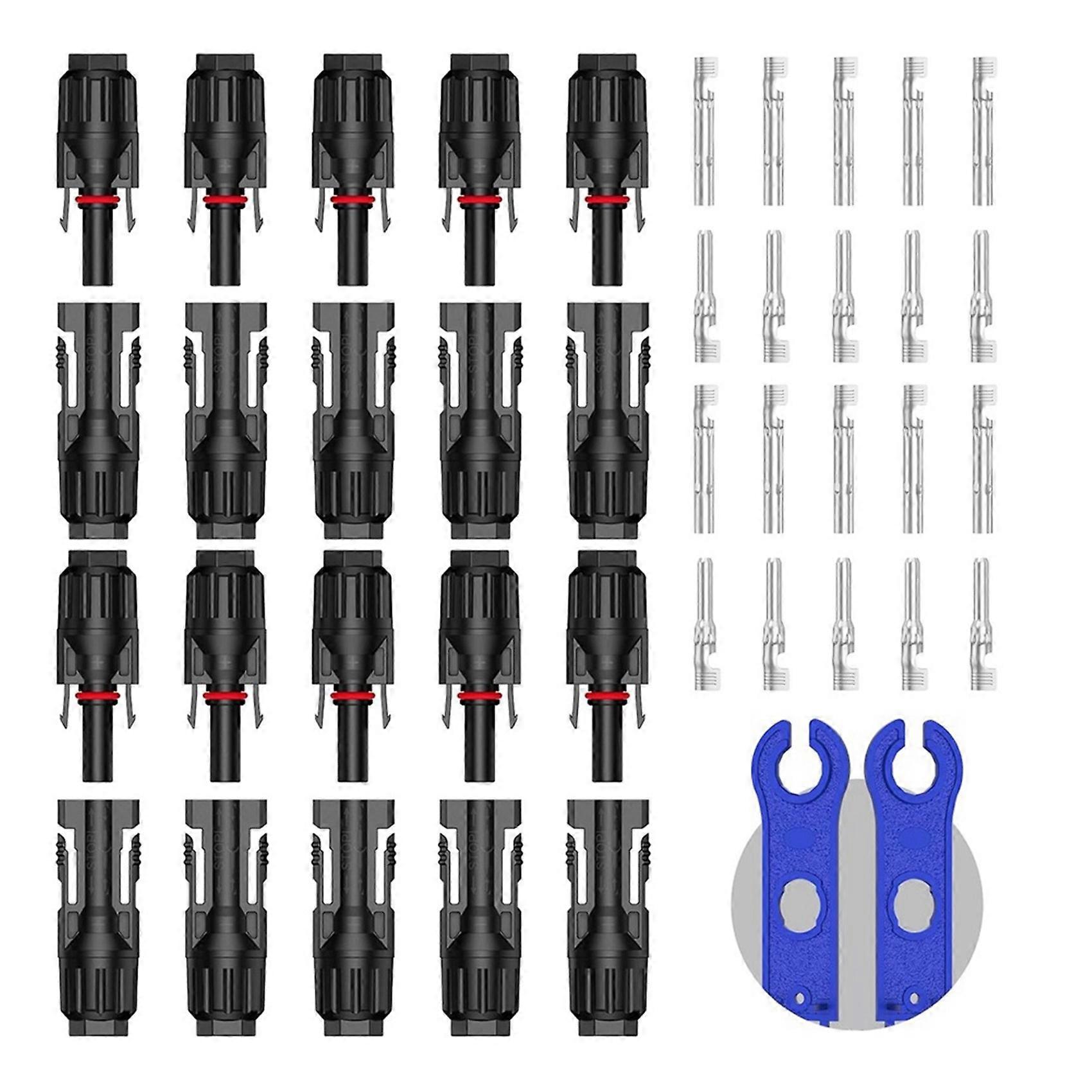 10 Pairs Solar Connector, 20Pcs Solar Panel Cable Connectors Adapter Male/Female IP68 1000V 30A With