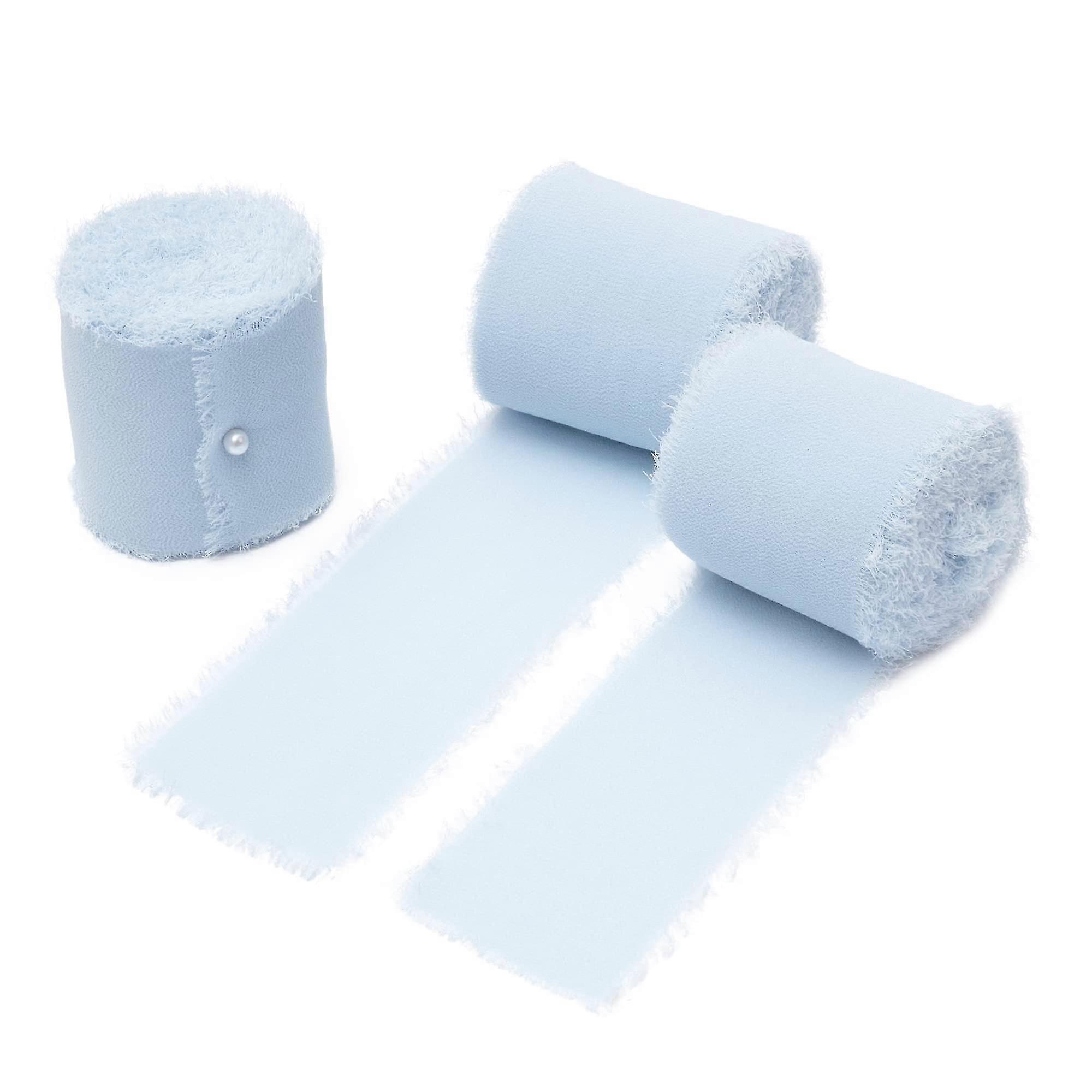 9 rolos de fita de chiffon com franjas de 4 cm x 5 m para buquê de flores, fita feita à mão para embrulho de presente, fita com borda desfiada para decoração