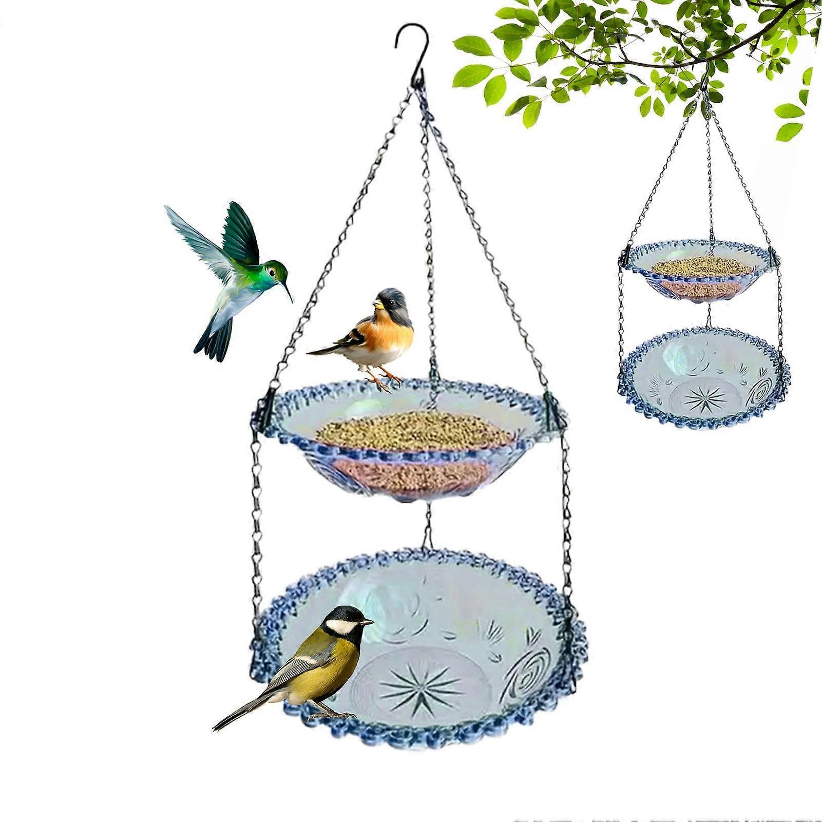 Garden bird bath, feeder for wild birds transparent doublelayered bird feeder