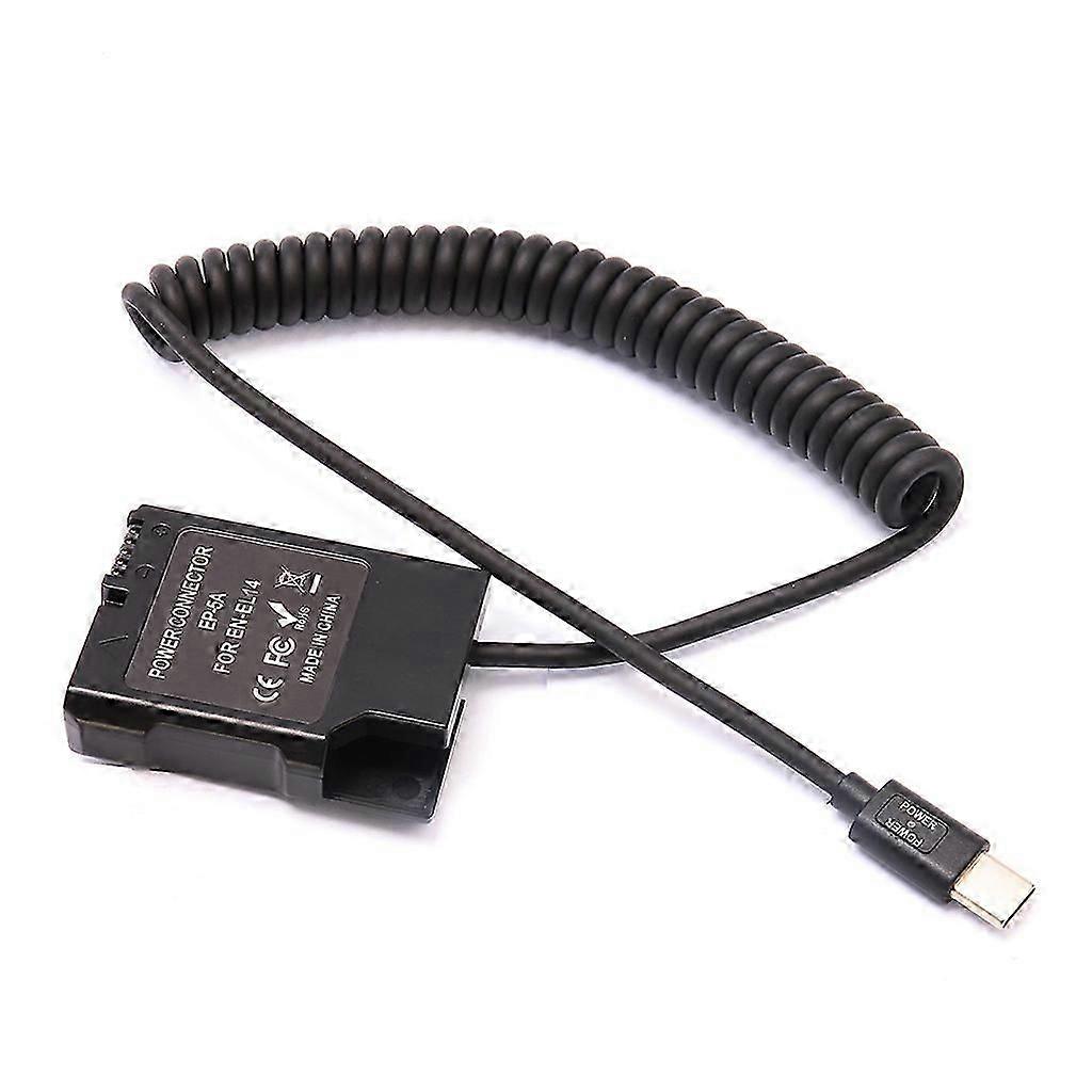 EN-EL14 بطارية وهمية USB-C مقرنة محول بطارية دمية مقرنة مع كابل طاقة زنبركي من النوع C USB لنيكون D3100