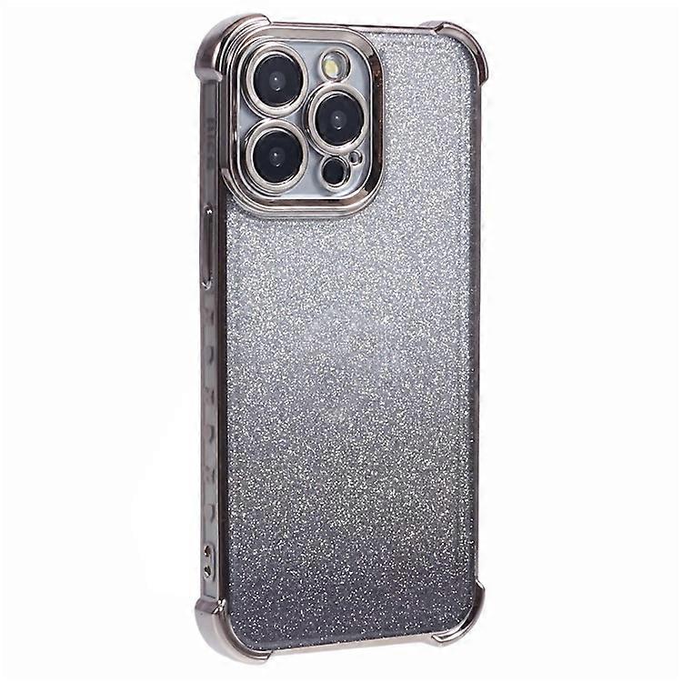 Compatible For iPhone 15 Pro Max Case TPU Glitter Gradient Phone Cover with Electroplated Bezel