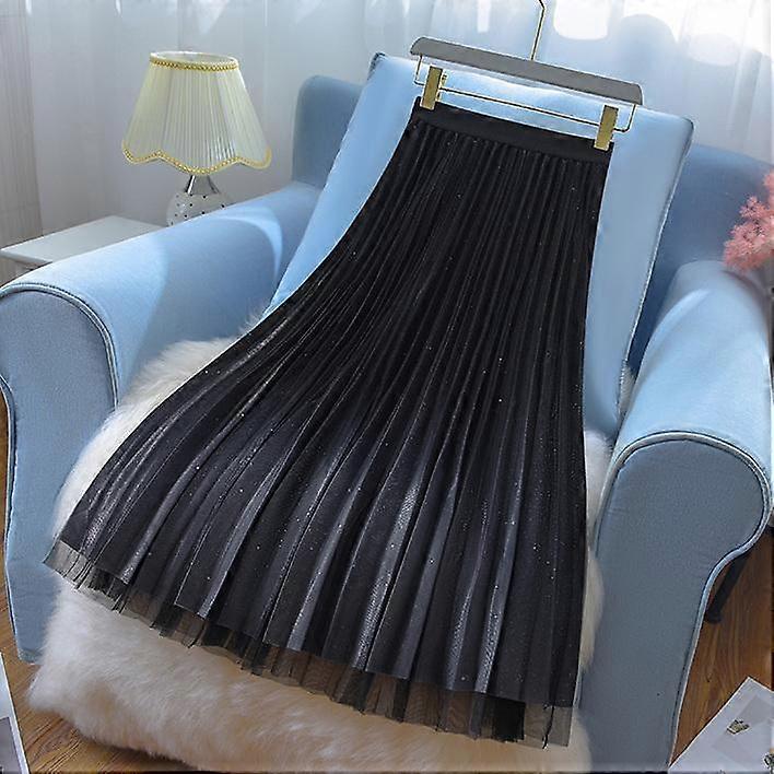 Fashionable Gradient Mesh Skirt for Women, High Waist Pleated Skirt with A-Line