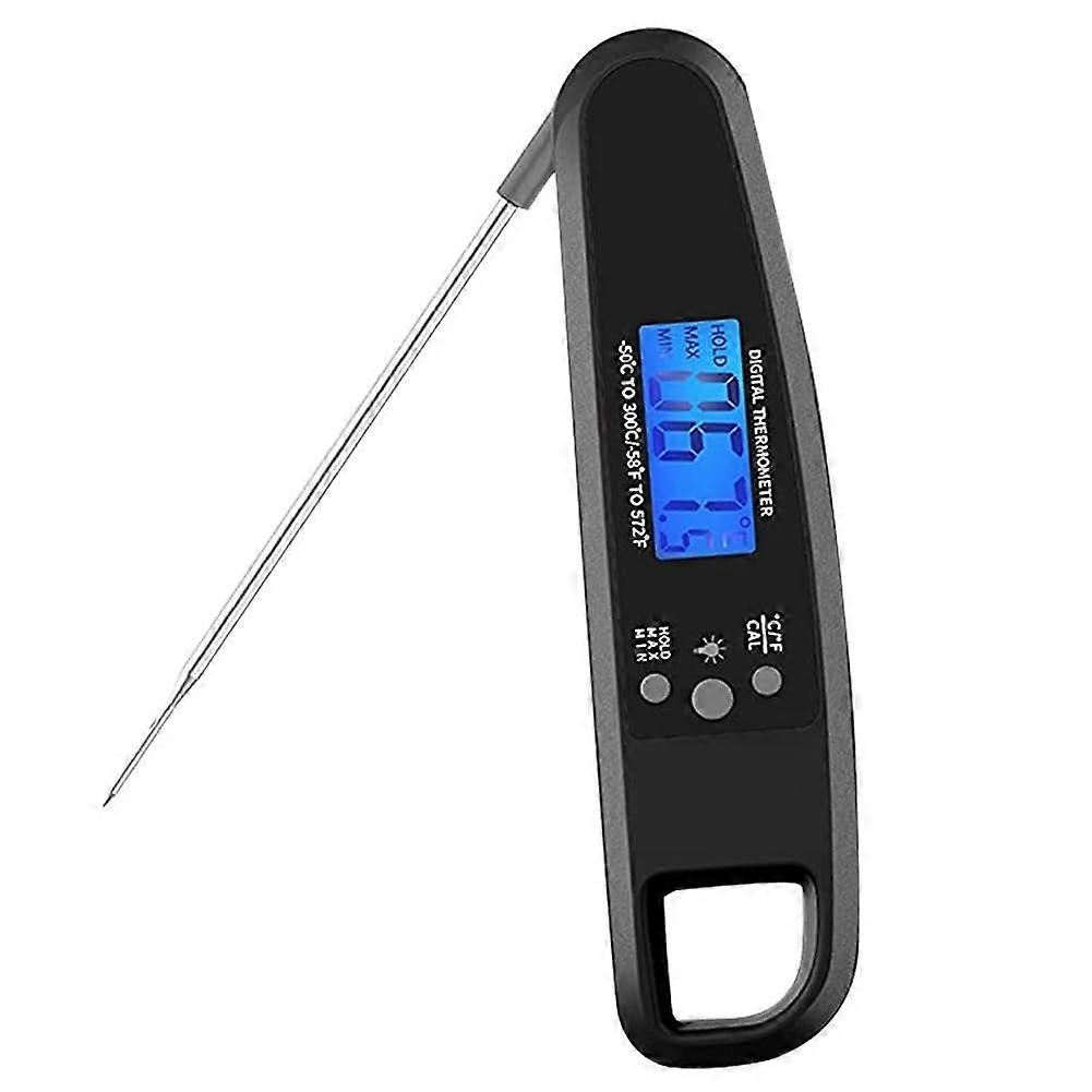 Waterproof Grill Thermometer with Backlight and Calibration - Black, Digital Cooking Thermometer for BBQ and Baking