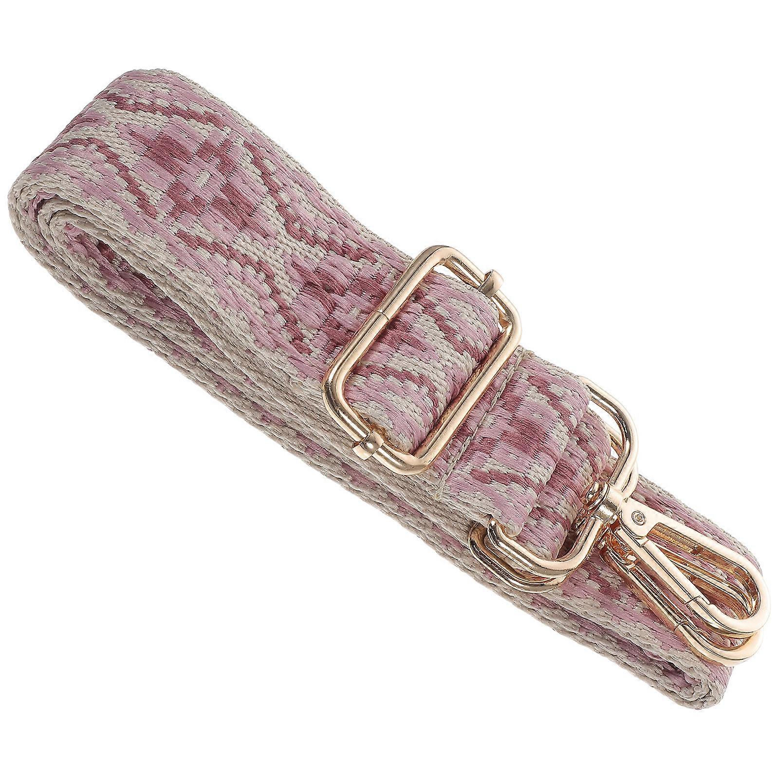 Oatipho Webbing Handbag Strap, Adjustable Purse Straps Replacement Crossbody With Embroidered Lace Sequins, Multicolor Canvas Straps Light Pink