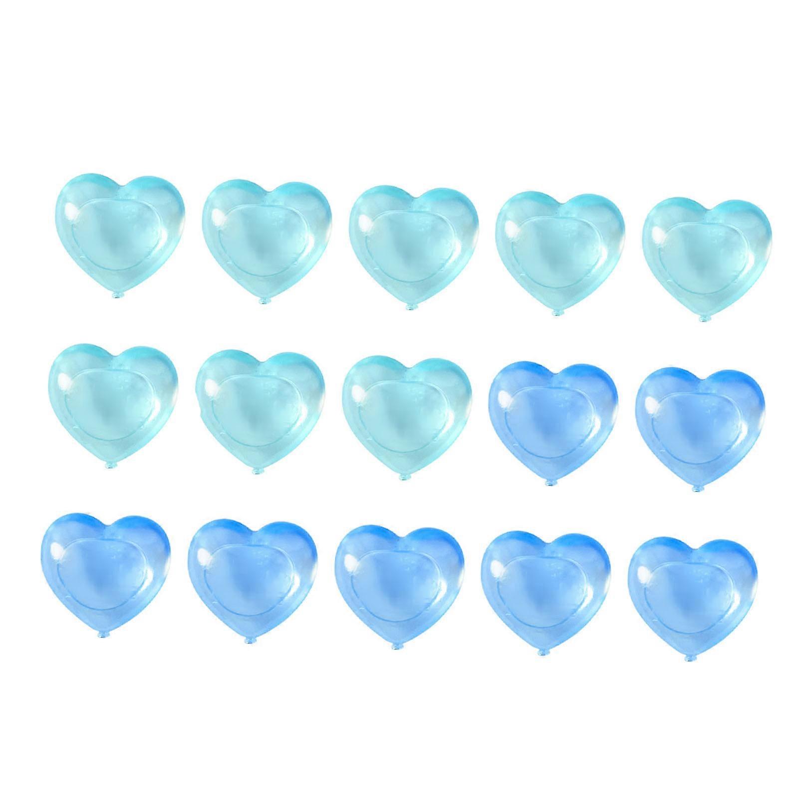 15 יחידות קוביית קרח לשימוש חוזר חמוד קריקטורה בצורת לב ניתן להקפיא קוביות קרח מפלסטיק רחיץ להכנת משקה קר כחול 