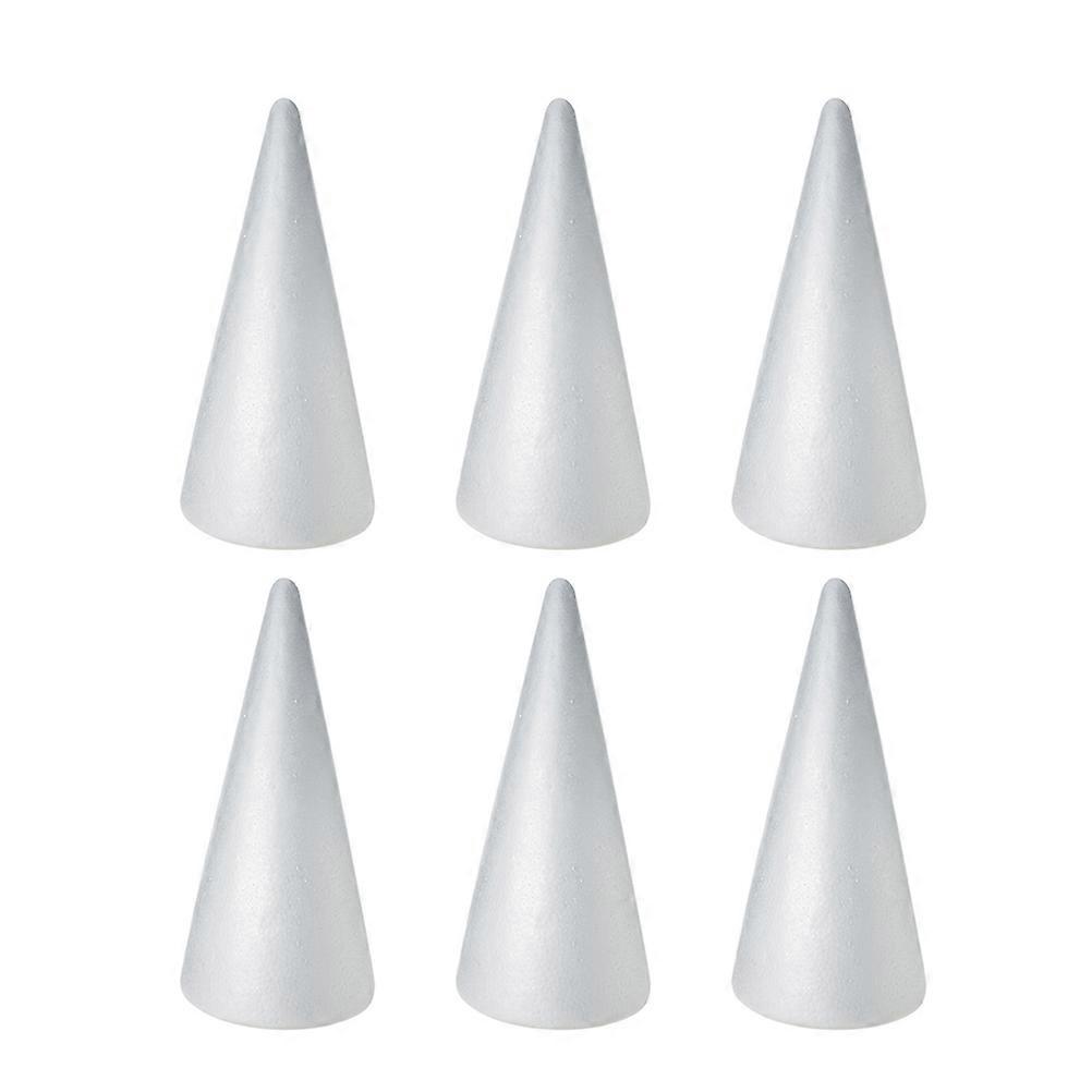 Polystyrene Tree Cone Kids Diy Craft Cone Winter Celebration Decorative White 14.3x6.2cm Children Activities 10Pcs