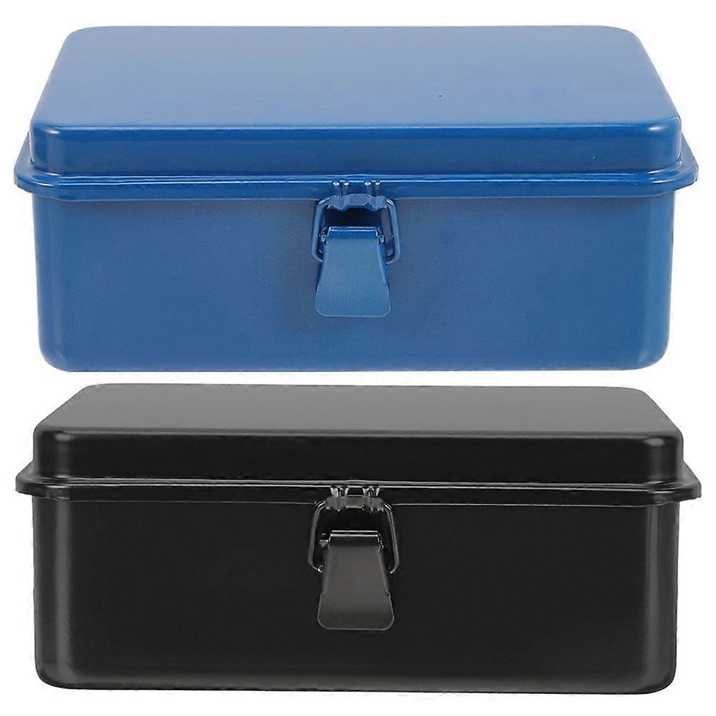 2pcs Tools Boxes Heavy Duty Tool Box Car Tools Organizer Tool Storage Container Metal Storage Cases