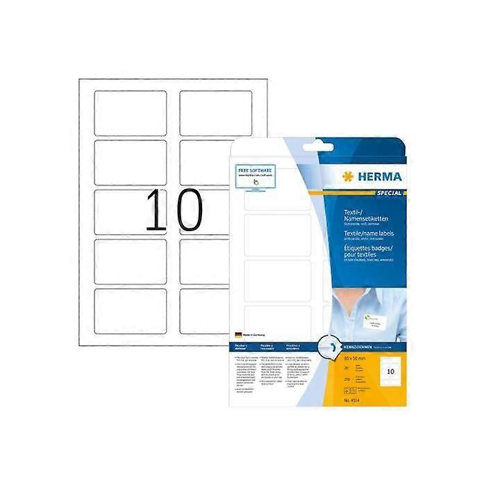 HERMA Special Name-textile Acetate self-adhesive removable white 50 x 80 mm 200 label(s) (20 sheet(s) x 10) labels