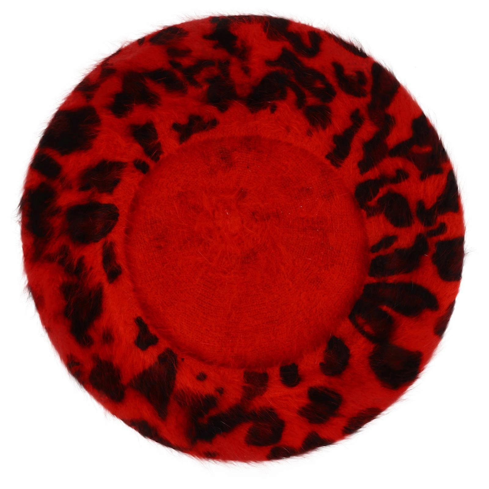 Womans Leopard Print Beret Beret Hat Autumn Fashion Style Plush 1Pack