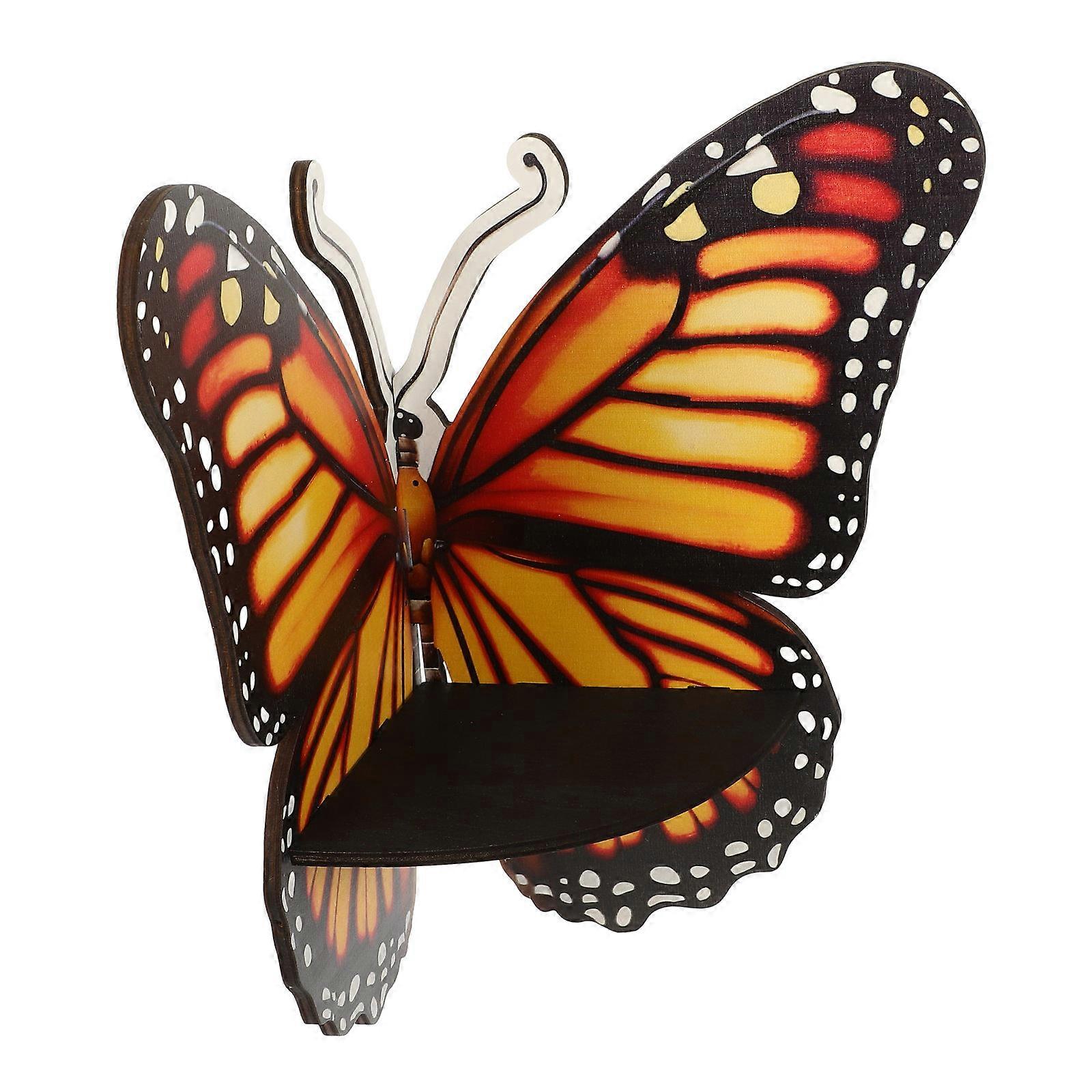 Butterfly Shaped Floating Corner Shelf Rustic Wall Mounted Wooden Display Rack for Kitchen Storage Home Decor and Room Organization