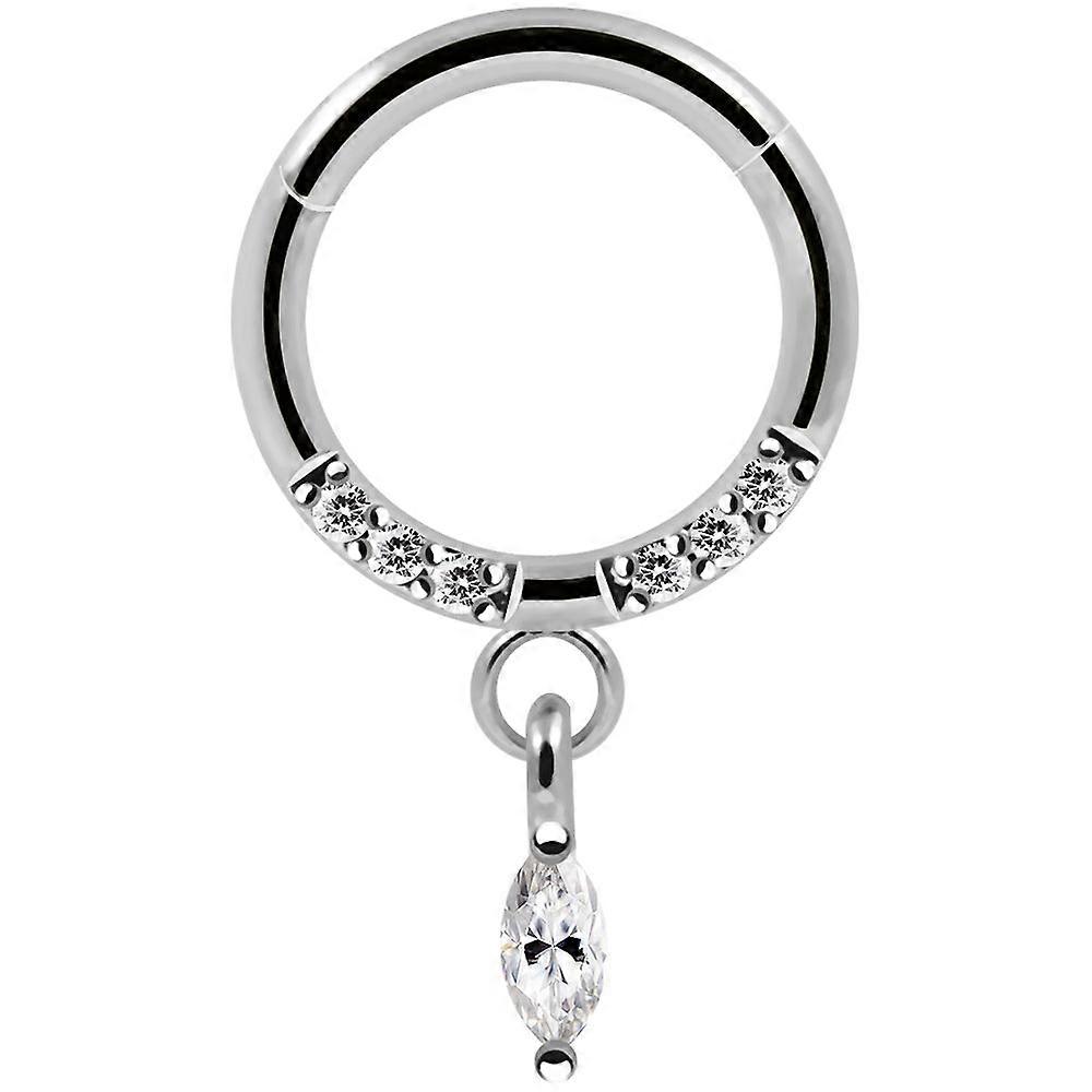 316L Surgical Steel Cz Jewelled Dangling Marquise Hinged Segment Clicker