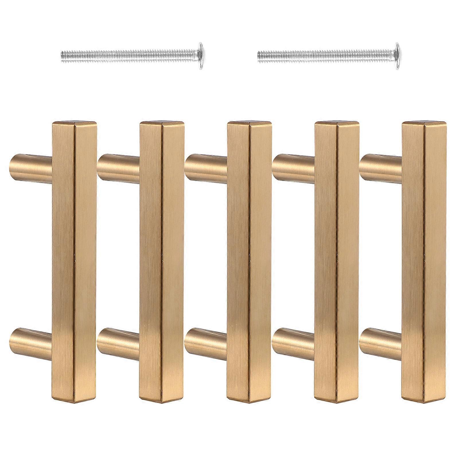 Cabinet Hardware T Shaped Drawer Handles Furniture 5Pcs Golden