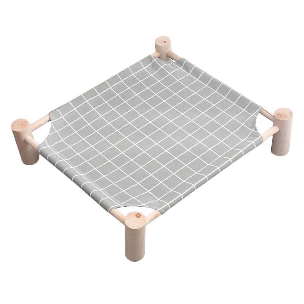 Elevated Cat Bed Hammock Detachable Simple Design Outdoor Use Durable Wood Canvas 54X48X13.5CM 1Pack