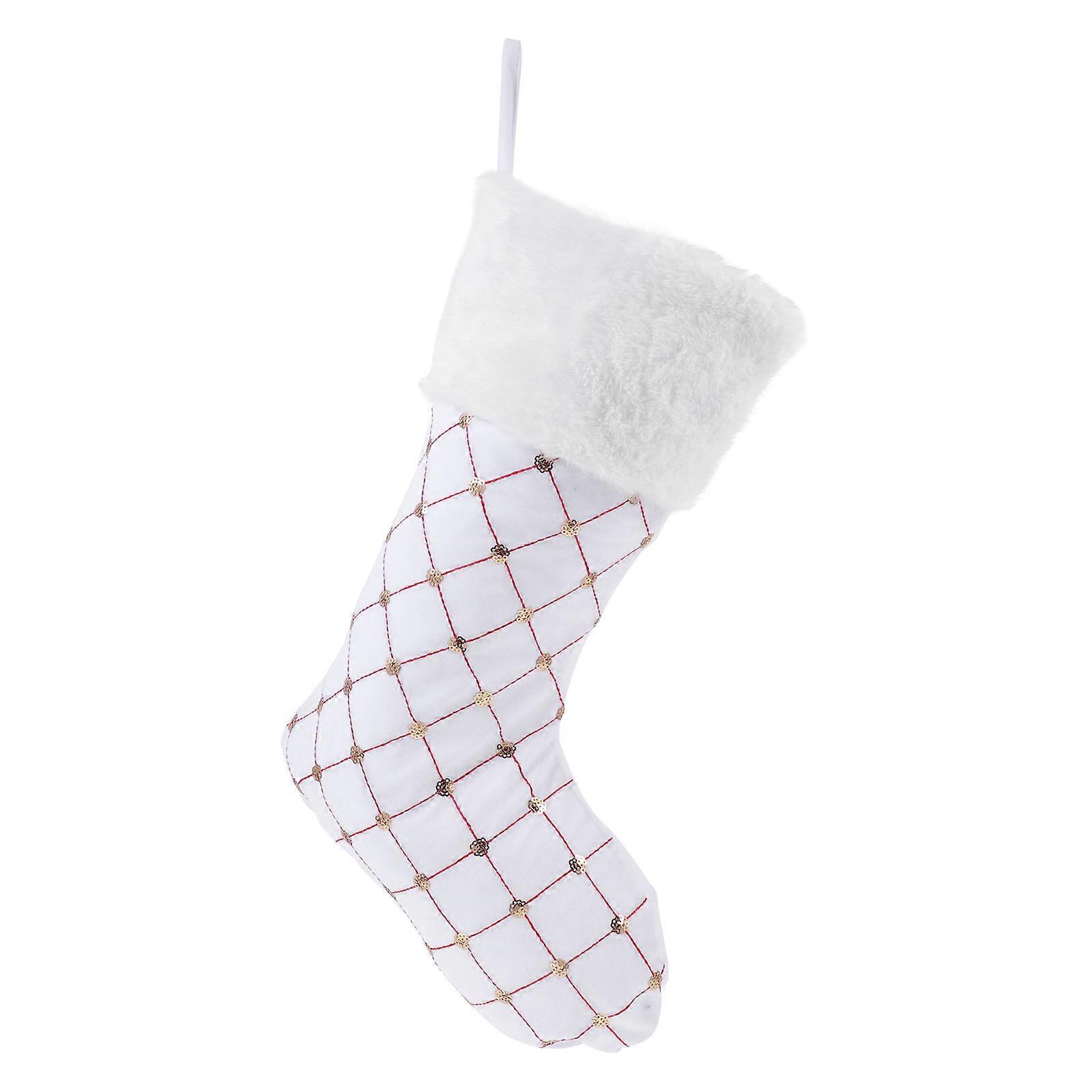 Stocking Decorations Festive Plaid Stocking Christmas Pendant present Packaging Polyester 46X22CM 1Pc