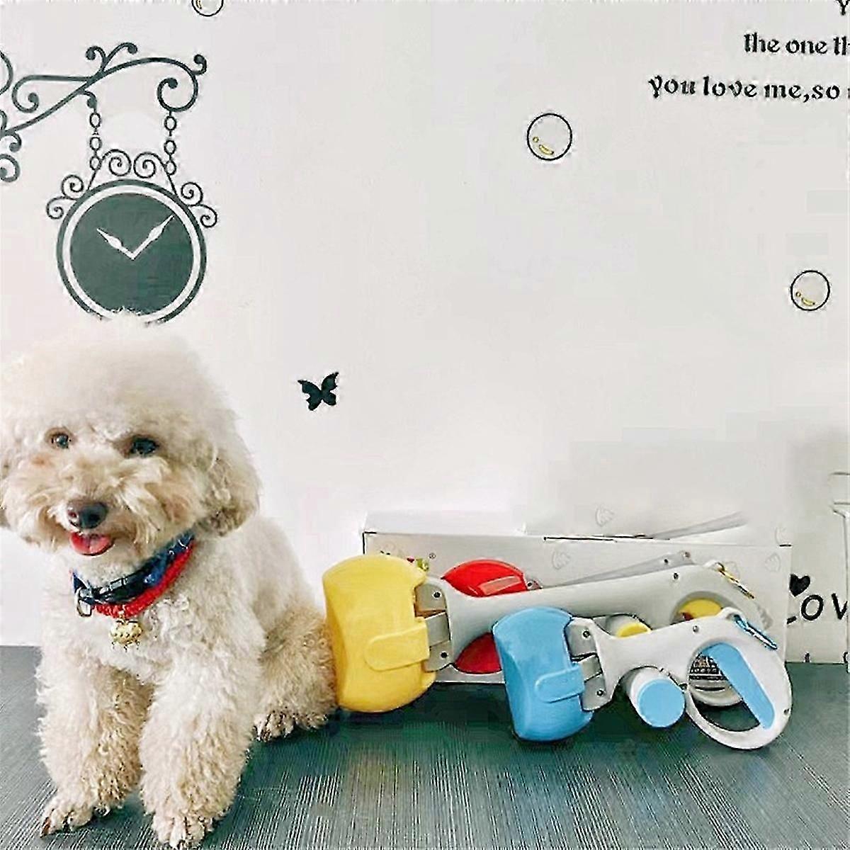 Pala para heces de perro, mango largo, color amarillo