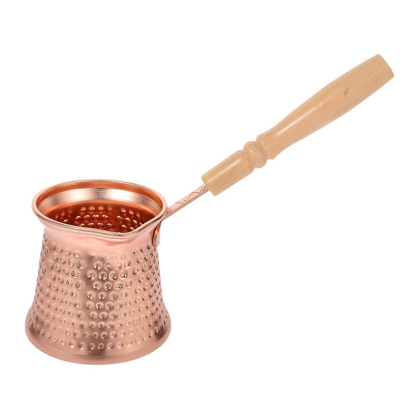 Handmade Coffee Pot, Copper Espresso Kettle with Wooden Handle, Ergonomic Design for Coffee, Milk, and Sauce Heating – Ideal for Home, Café, and