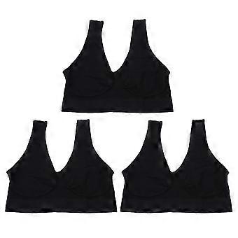 Comfy Bras for Women Sports Bras Wirefree Breathable Sweat Absorption Simple Stylish 3Pcs