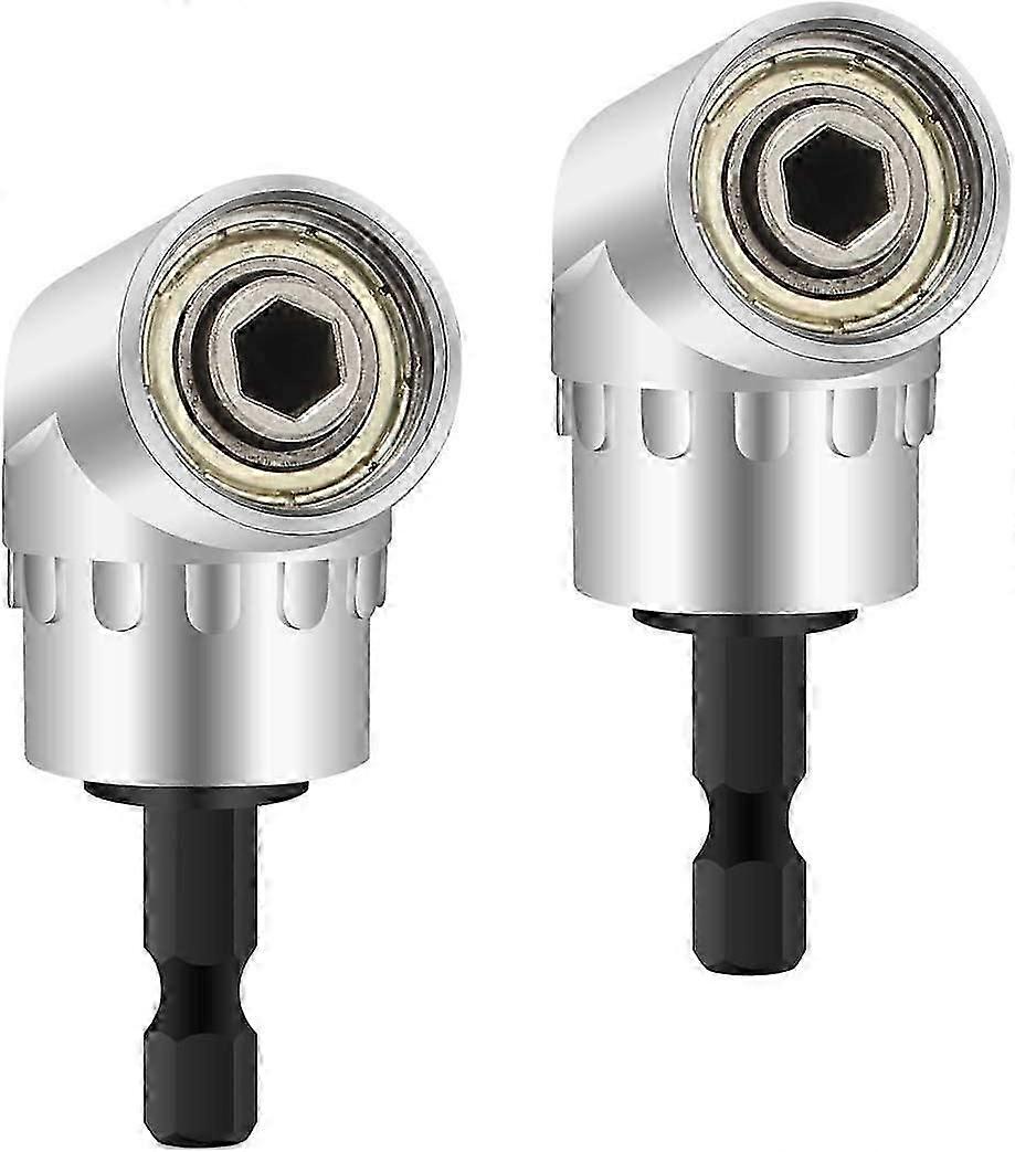 2 Piece Right Angle Drills Angled Adapter Driver and Screwdriver Drill Attachment With Magnetic Bit