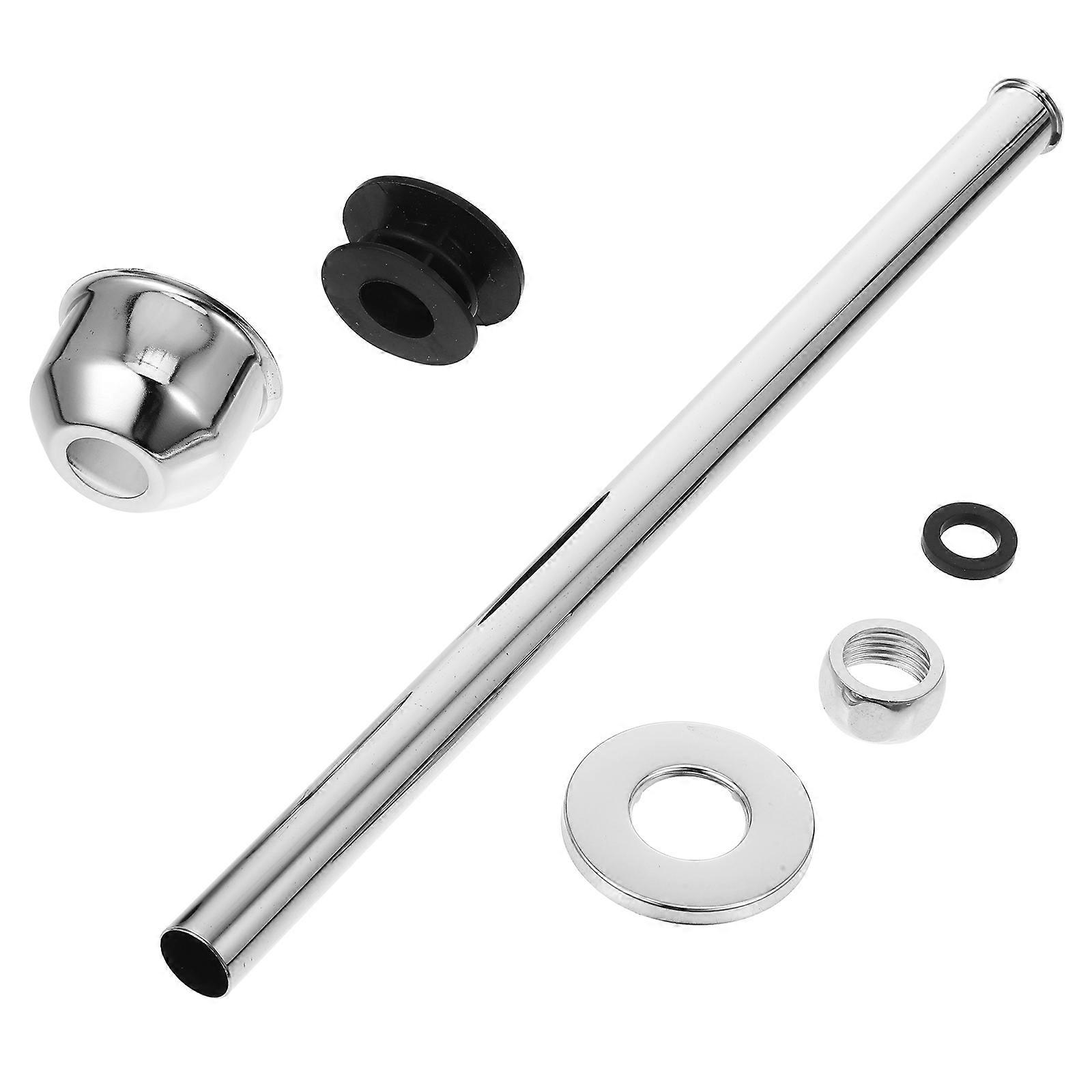 Toilet Tank Parts Urinal Flush Valve Replacement Kit Bathroom Installation Silver Straight Pipe Prevent Leaks 1 Set