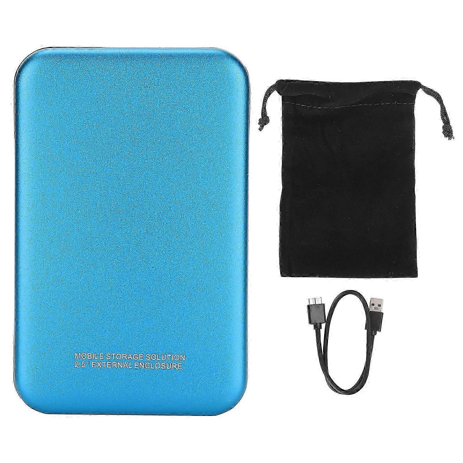 Hard Drive Enclosure Portable 2.5in SATA to USB 3.0 Hard Disk Box with Data Cable Storage Bag for Laptop DesktopBlue