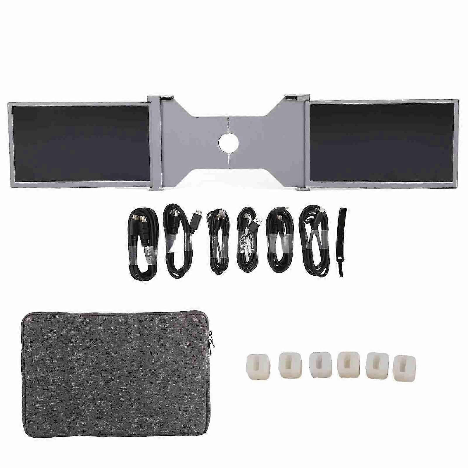 Dual Extender Screen 15in Fhd 1080p Ips Folding Dual Monitor Extender Portable Monitor For Laptops Pcs Mobile Phones Space Gray