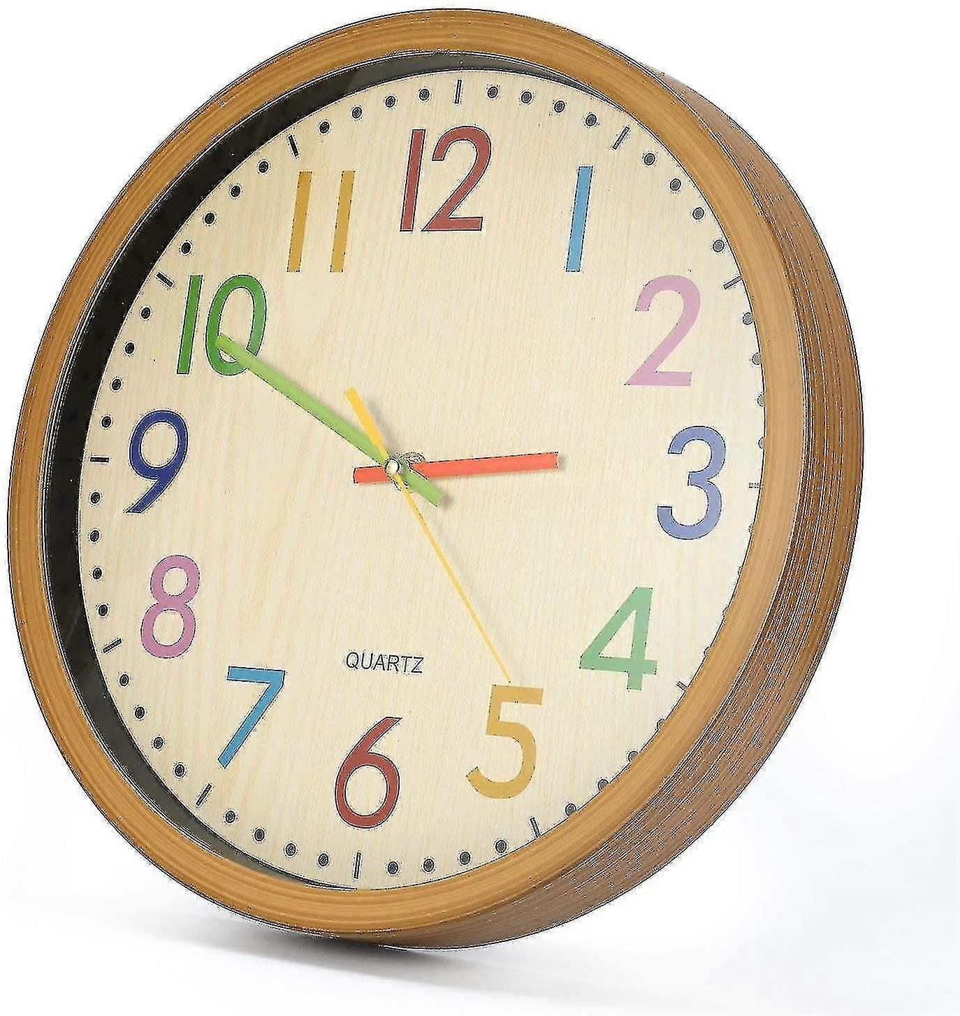 Kids Wall Clock, 12 Inch/30cm Kids Wall Clock, Silent Movement, Colorful Numbers, No Ticking, Easy to Read, Home Accessories and Decor
