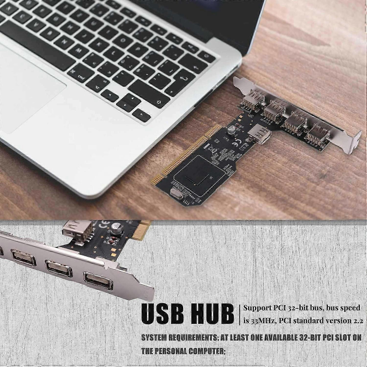 PCI to USB2.0 Expansion Card Desktop PCI to 5 USB2.0 480Mbp HUB Chip Expansion Adapter Card