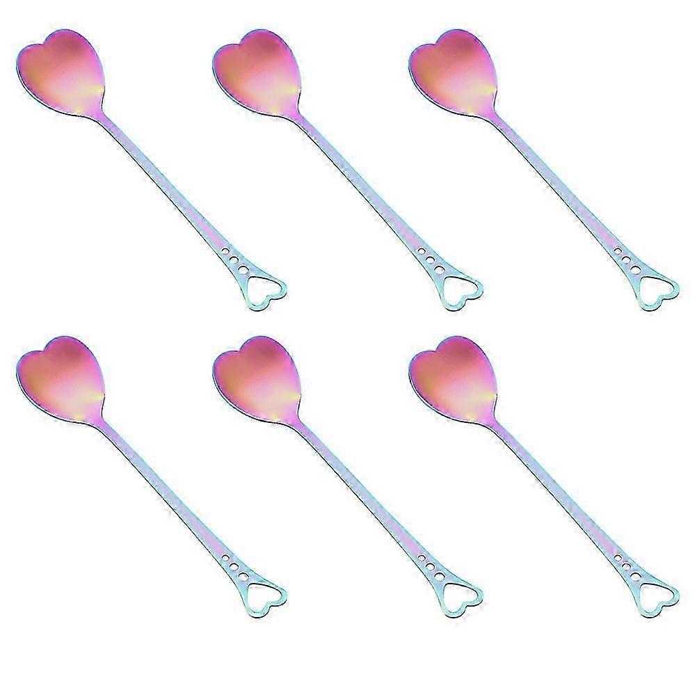 Set of 6 Heart Shaped Stainless Steel Coffee Spoons, Tea Spoons, and Flatware Ice Cream Spoons for Kitchen Use