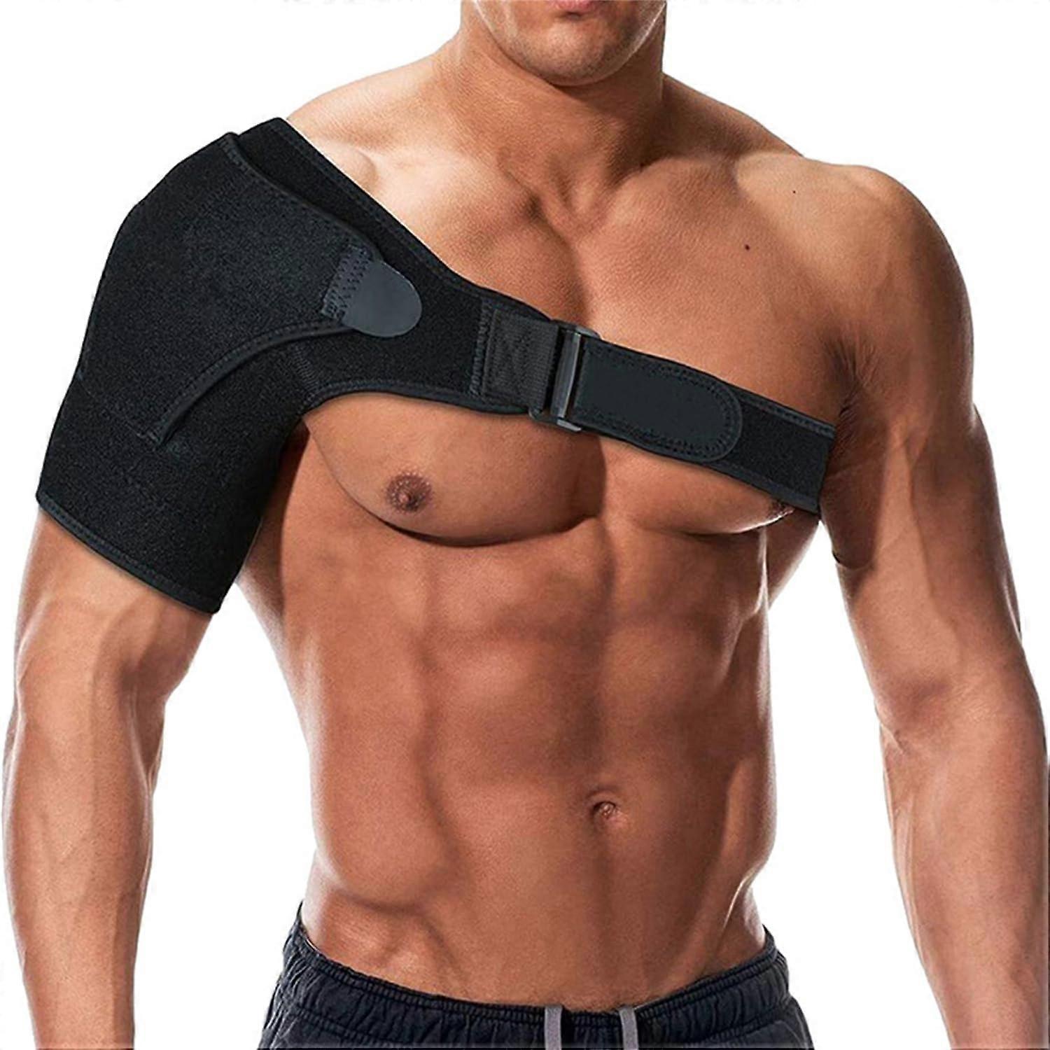 Shoulder Brace Adjustable Breathable Shoulder Pad For Right Or Left Shoulder Dislocation And Joint Pain Black