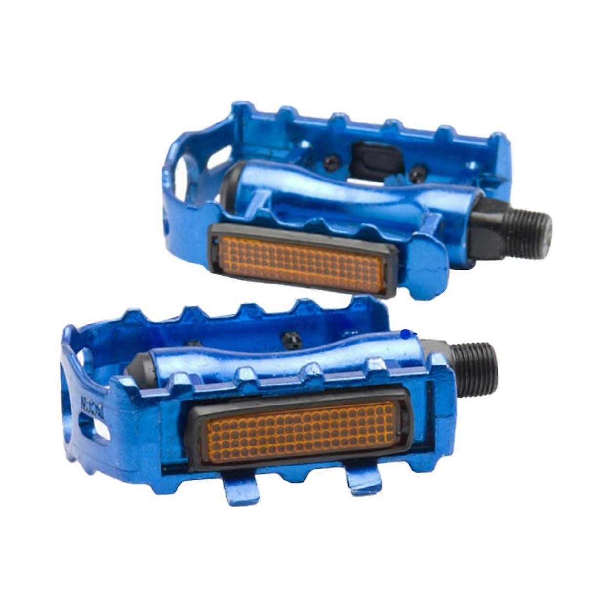 1 Pair of Mountain Bike Pedals Made of Aluminium Alloy with NonSlip Spike Design and Reflectors, Ideal Bicycle Accessory for Driving, Blue