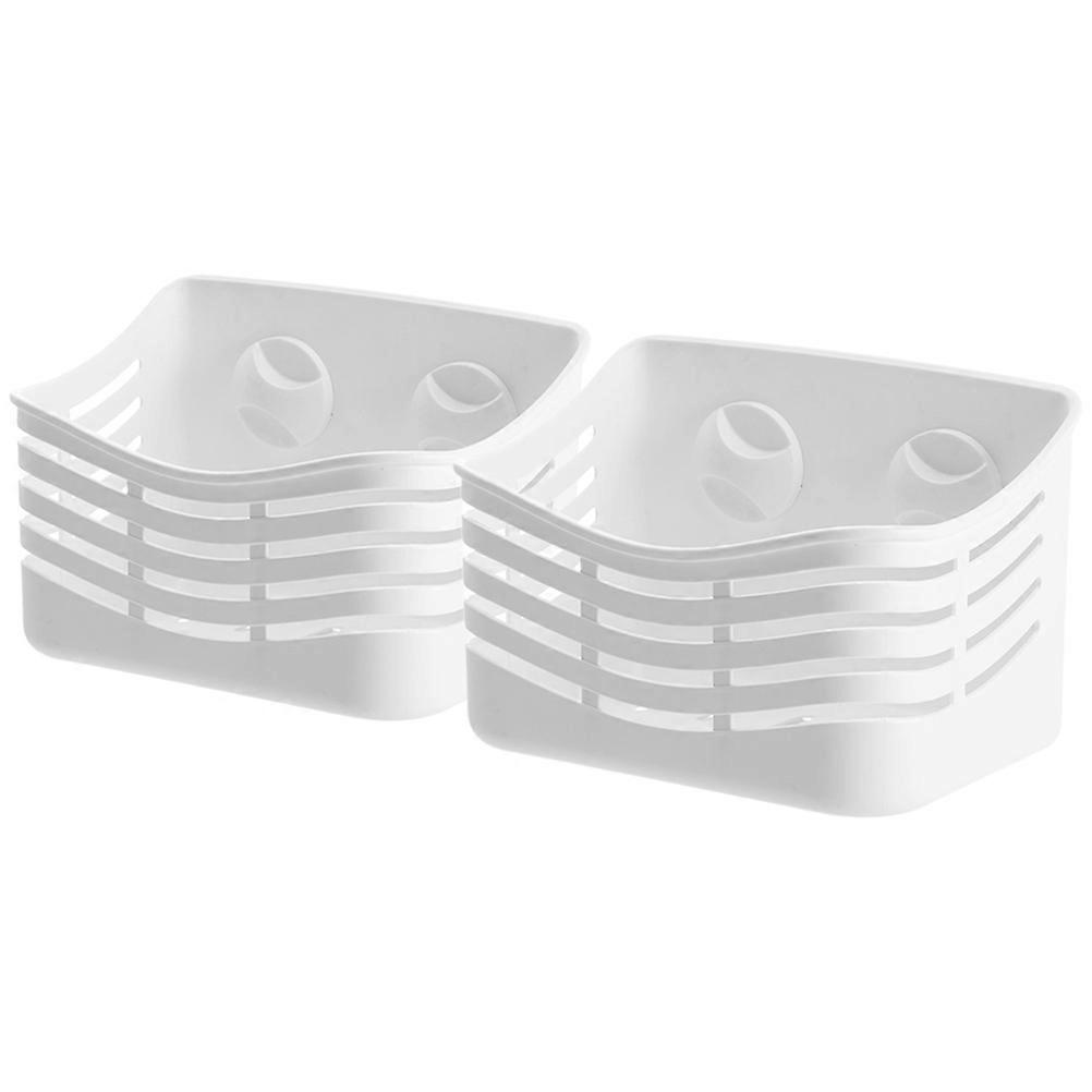 Bathroom Wall Storage Suction Cup Bathroom Draining Shelf Item Storage Rectangular 20.00X13.00X12.50cm 2Pcs