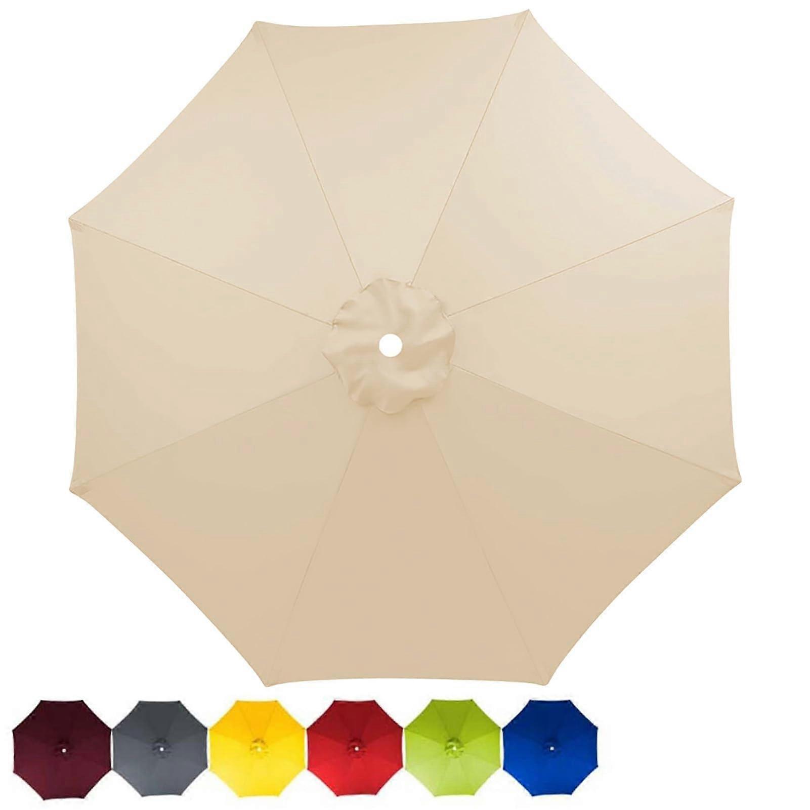 Replacement canopy for 2.3m/2.7m/3m patio umbrella, UV 30, waterresistant, 6 ribs, beige