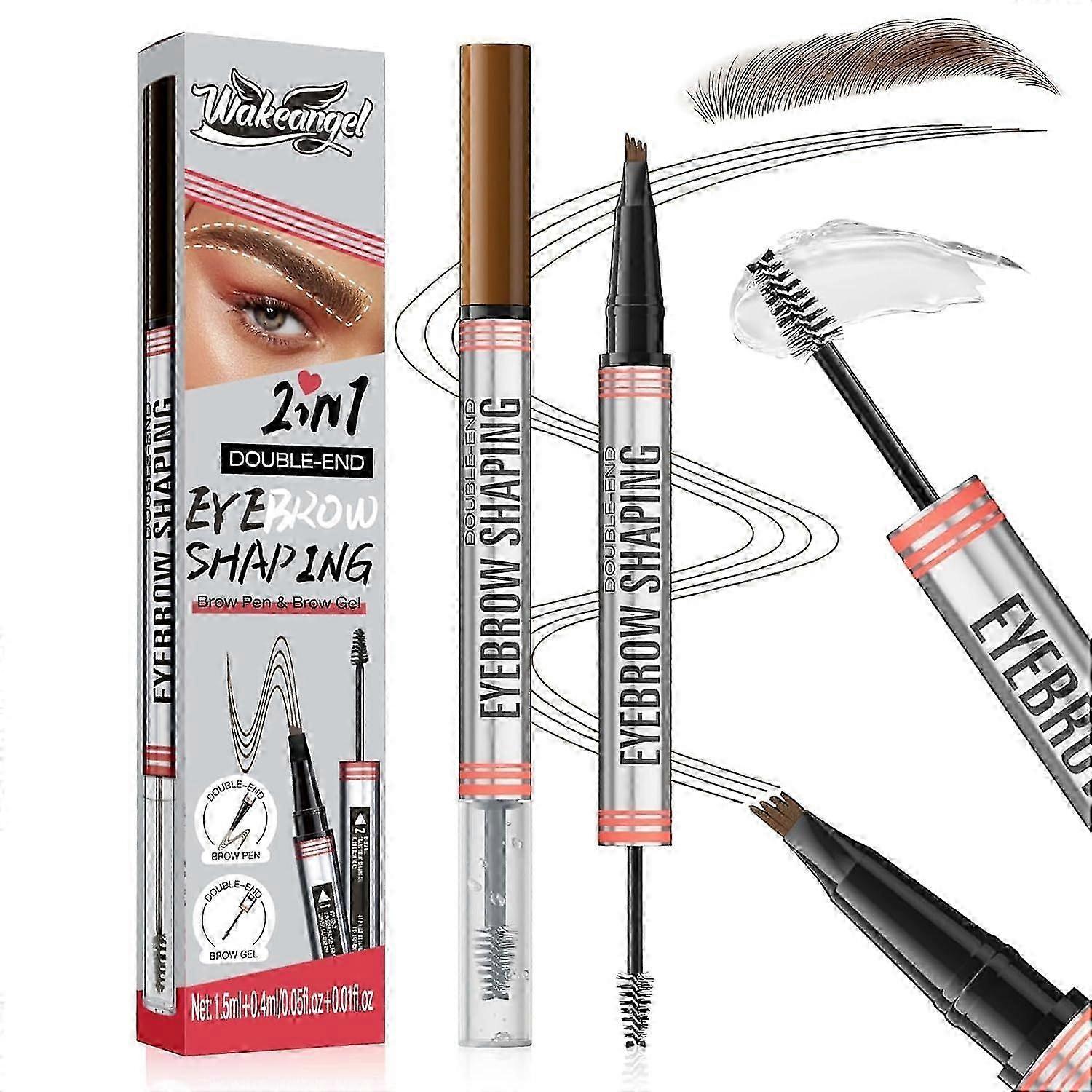 Magic Eyebrow Pencil, 3D Micro Waterproof Eyebrow Pencil, Microblading Eyebrow Pencil with 4 Fork Tips, Creates Natural Eyebrows
