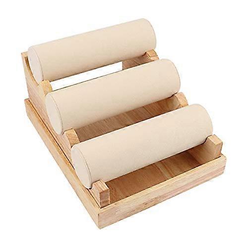 3 Tier White Wooden Necklace Bracelet Holder