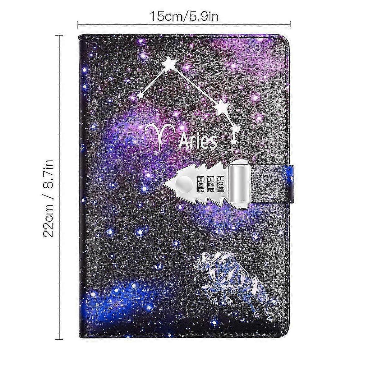 Creative Password Lock Journal PU Leather Combination Lock Diary Locking  Notepad (Compatible with Aries)