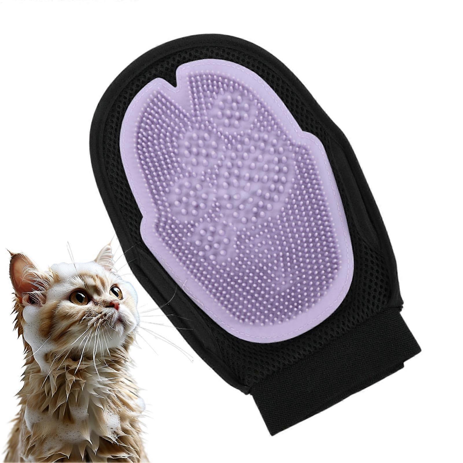 Pet Grooming Gloves for Dogs - Bathing and Cleaning Gloves, Soft Comb for Shedding, Purple Color, Medium Size
