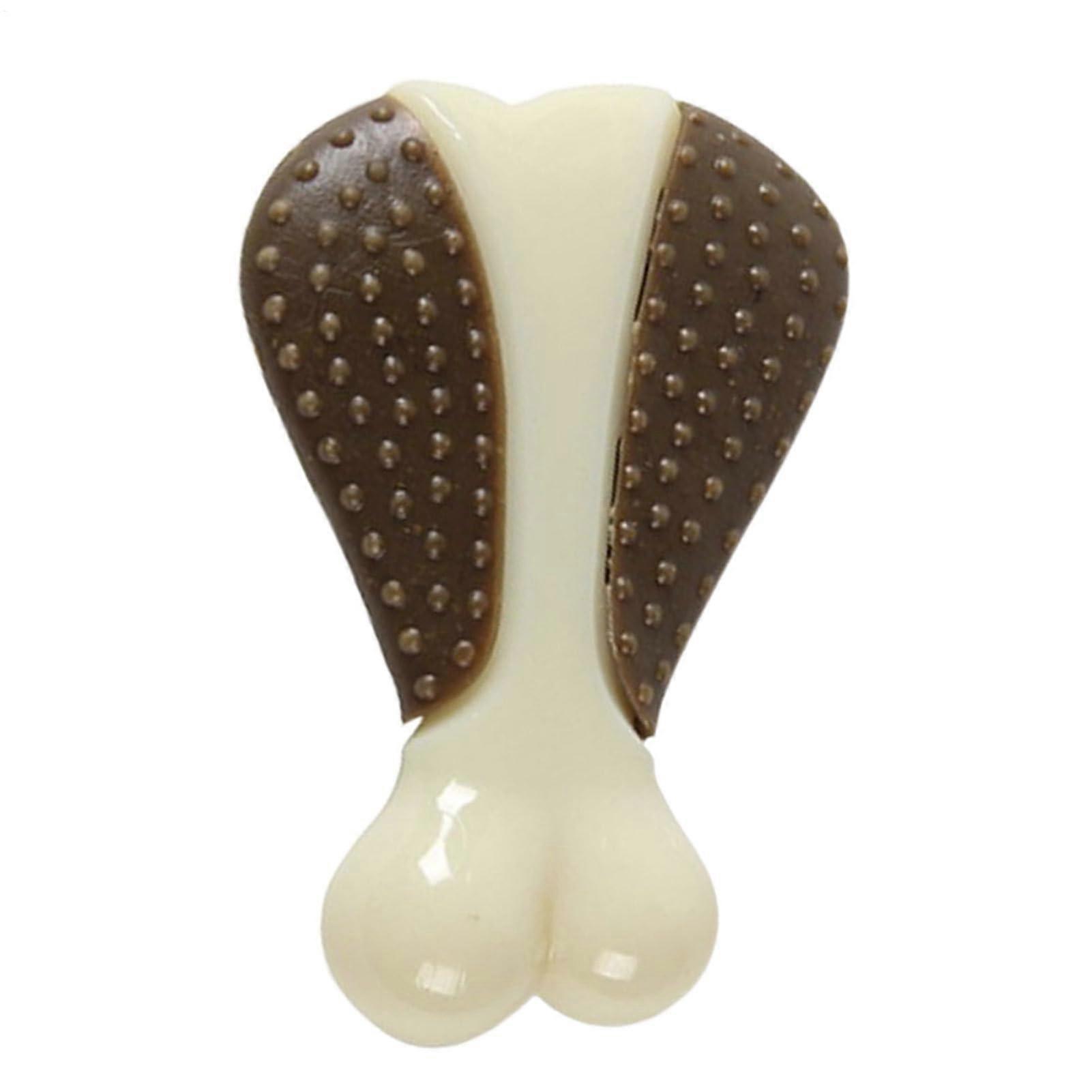 Indestructible Dog Toys for Aggressive Chewers, Durable Nylon Beef Flavor Bone, Large Chicken Leg Shape for All Breeds, Brown