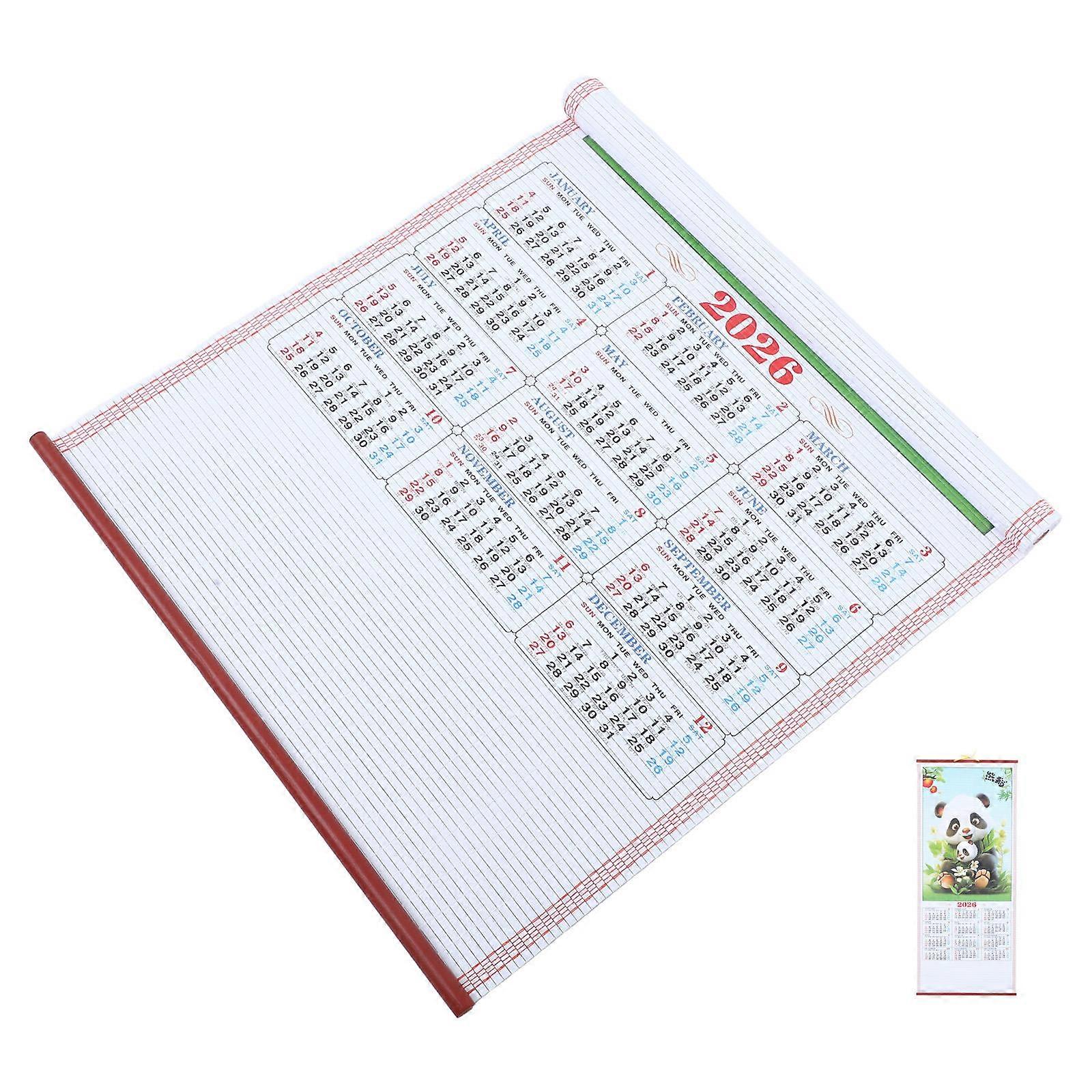 Hanging Chinese Calendar 2026 Faux Rattan Scroll Wall Decoration For Home Decoration 1Set