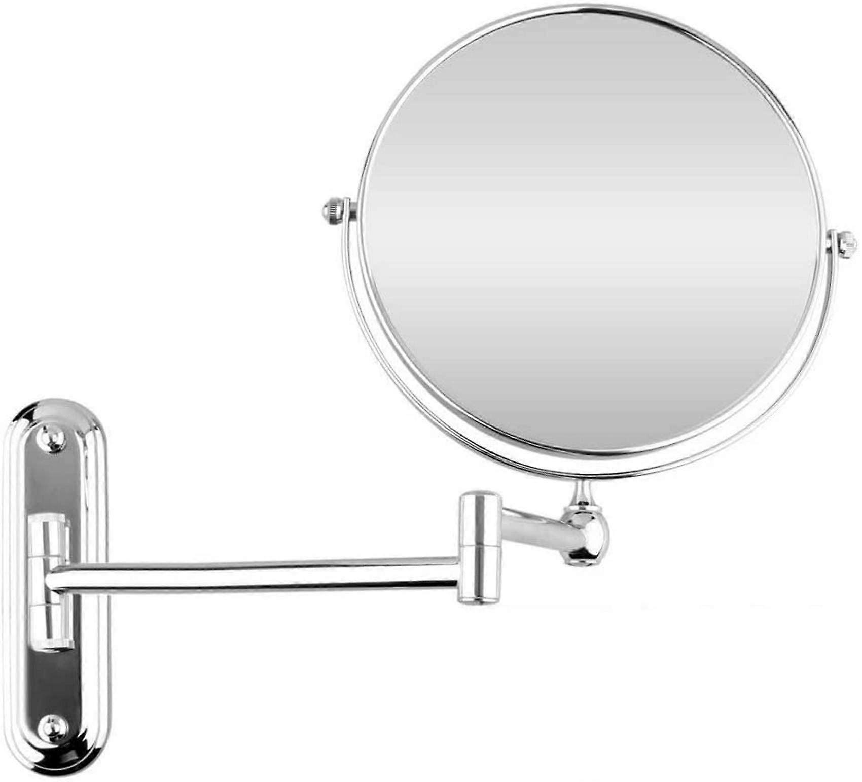 Makeup mirror with silver pullout, 20.3 cm, wall mount, 7x magnification
