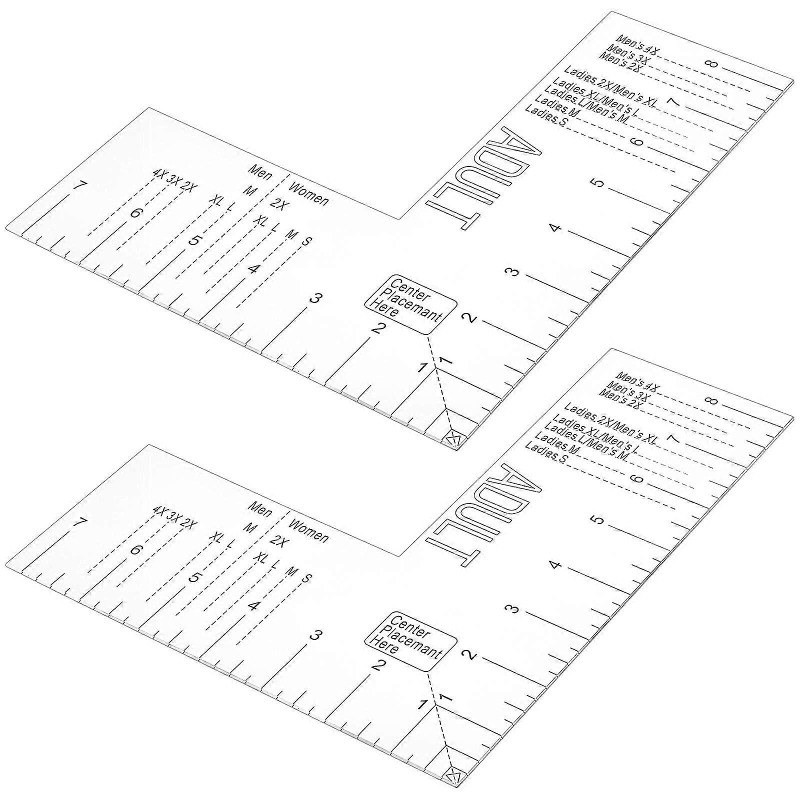 Sewing Alignment Ruler T Shape Design For Outdoor Use Precise Size 21.00X18.30X0.20CM 2Pcs