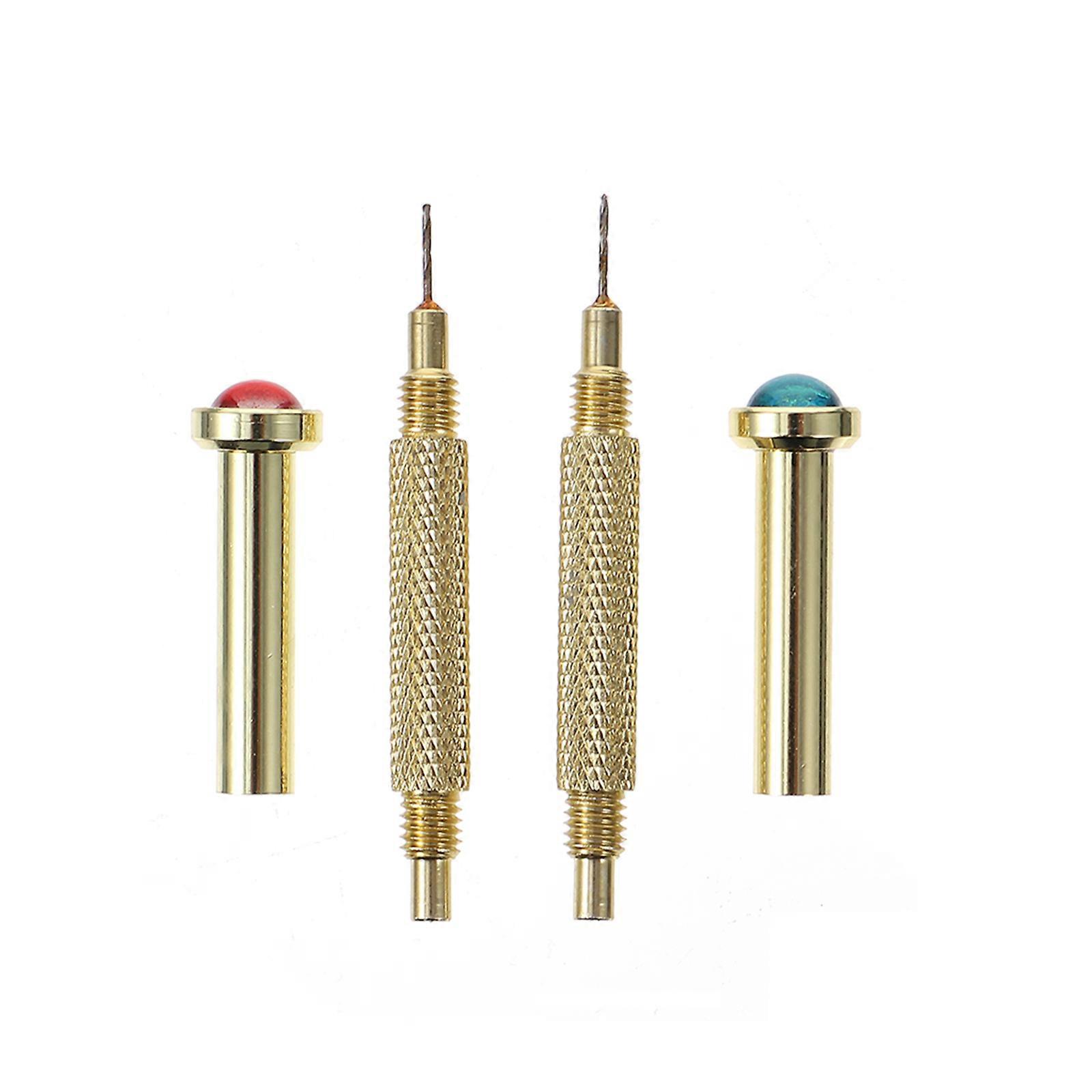 2pcs Nail Hand Drills Nail Art Piercing Tool for Dangle Charm (Golden)