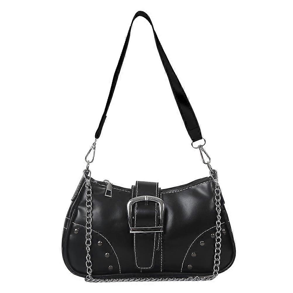 Women's Small Shoulder Bag, Leather Hobo Bag, Vintage Y2k Ablack