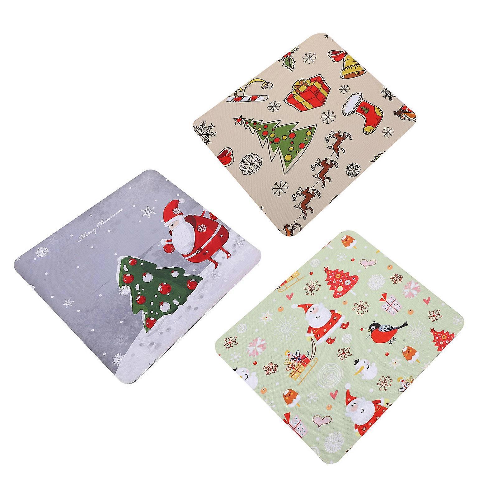 Mouse Pad Xl Anti-Slip Mouse Mat Square Rubber 30x25cm Festive Christmas Theme 3Pcs