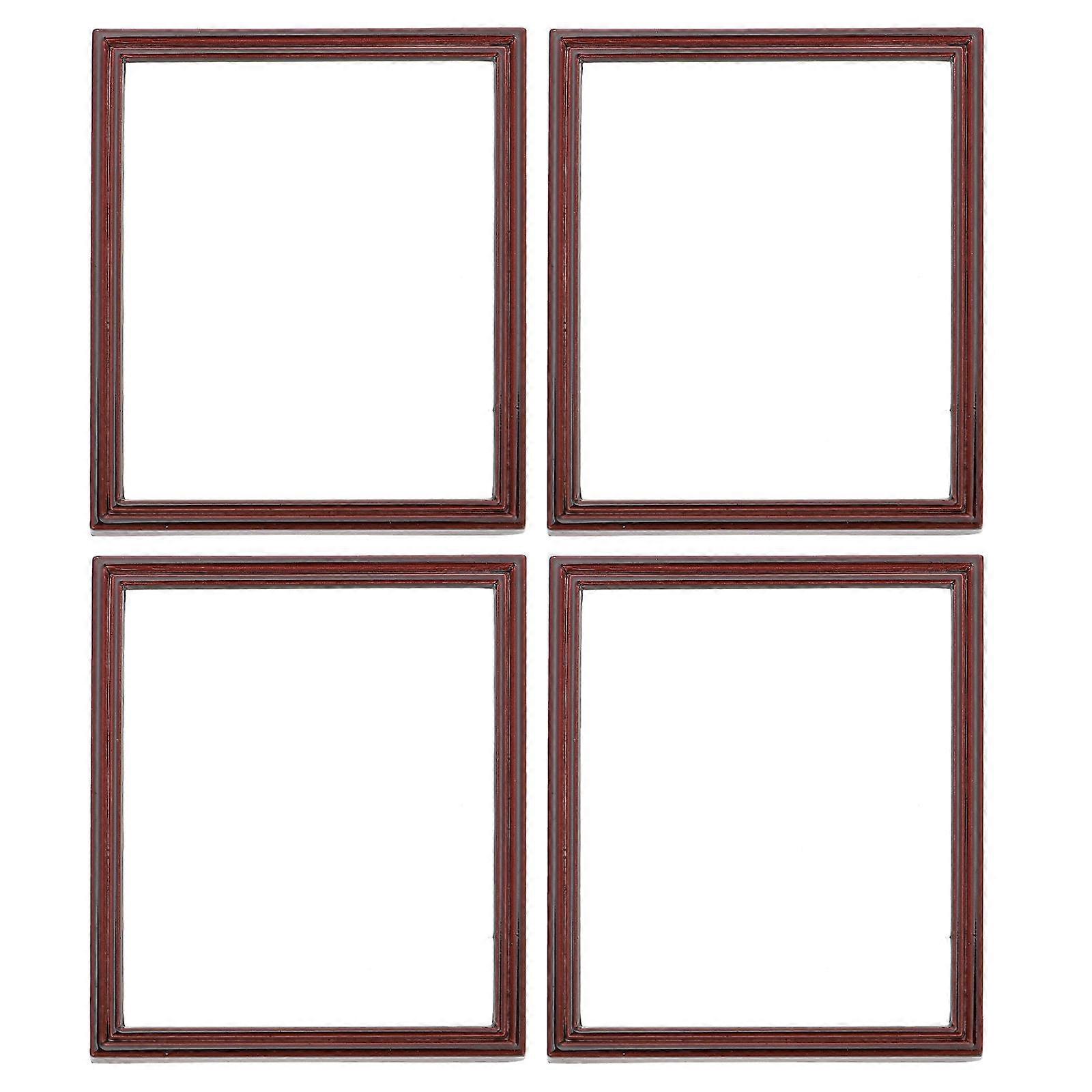 4pcs Miniature Metal Photo Frame Alloy Painting Picture Frame for Mini House