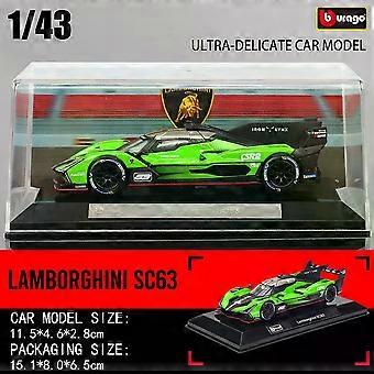 Bburago 1:43 Lamborghini SC63 LMDh Porsche 963 Romeo modelo de corrida modelo de carro de simulação liga de brinquedo de carro masculino coleção presente