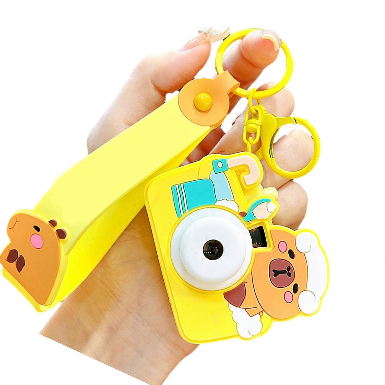 Playful Animal Camera Keychain Equipped with Projection Function Trendy Multicolor Compact Design Novelty Accessory Yellow