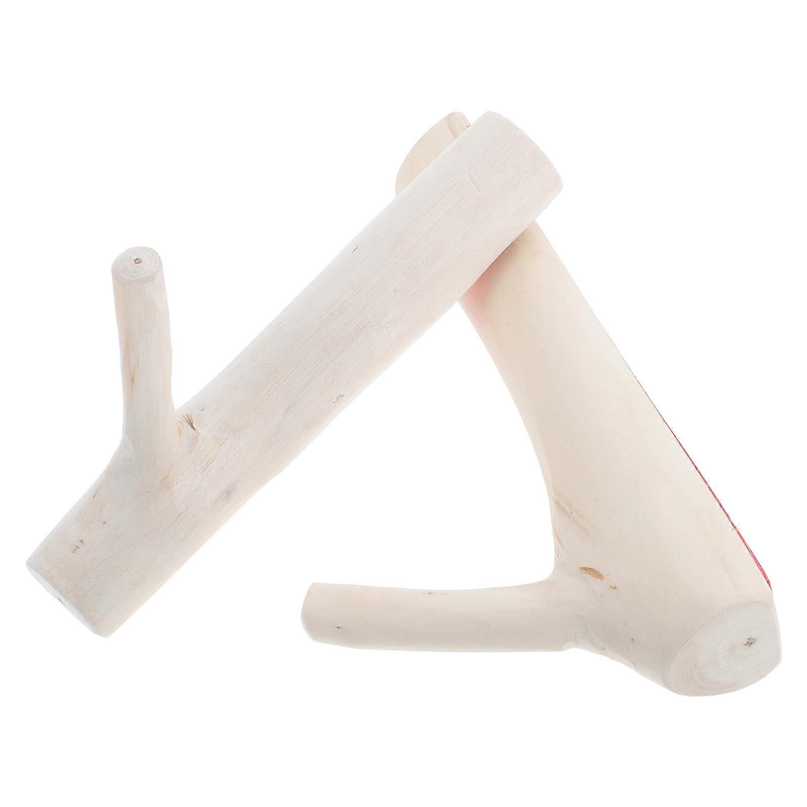 Beige Wood Wall Hooks for Home Use Decorative Hooks for Hanging Coats Bags and Keys 2pcs