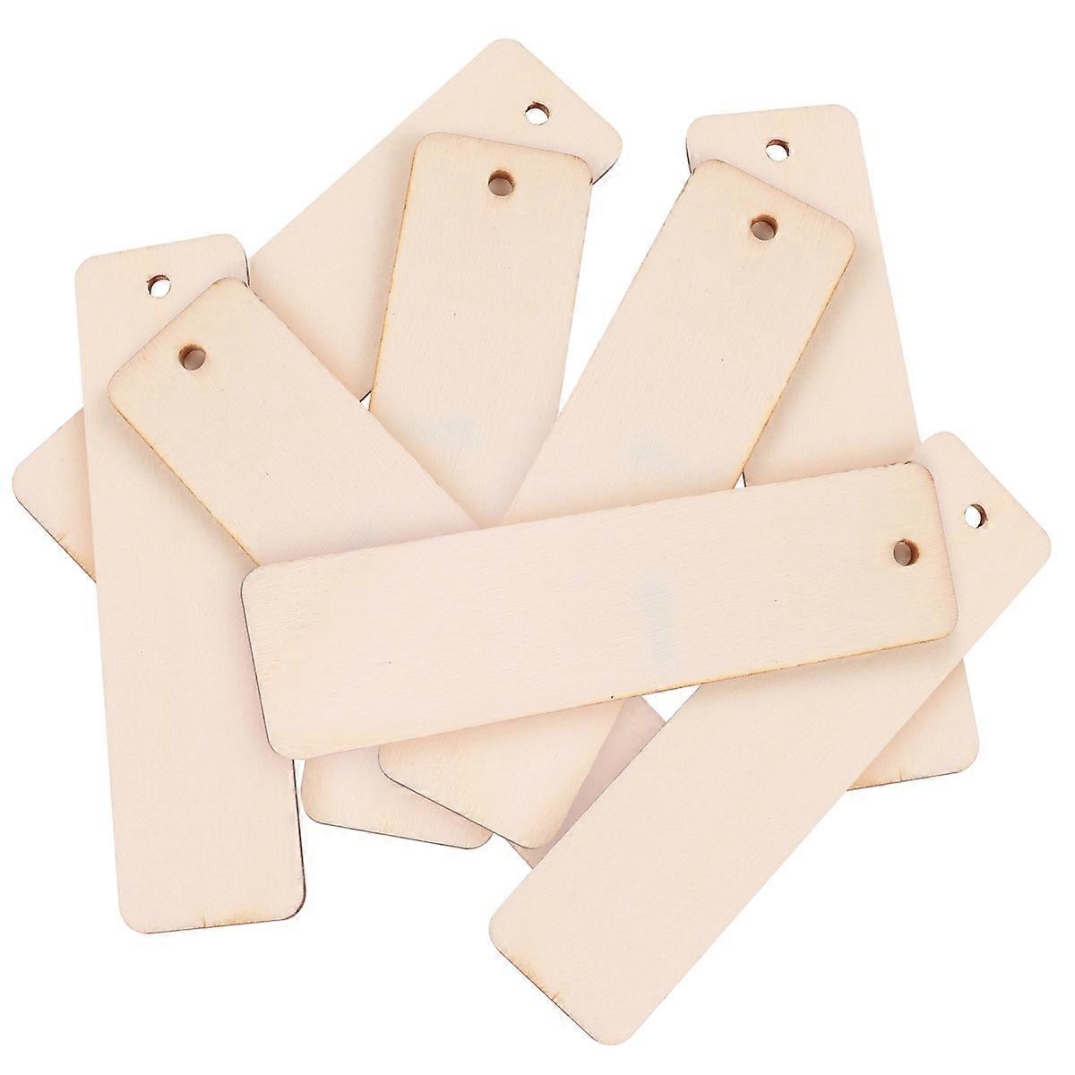 40pcs Wooden Square Craft Tags with Ropes, Blank Hanging Ornaments for DIY Gift Tags, Stocking Labels, Unfinished Wood Rectangles for Holiday Crafts